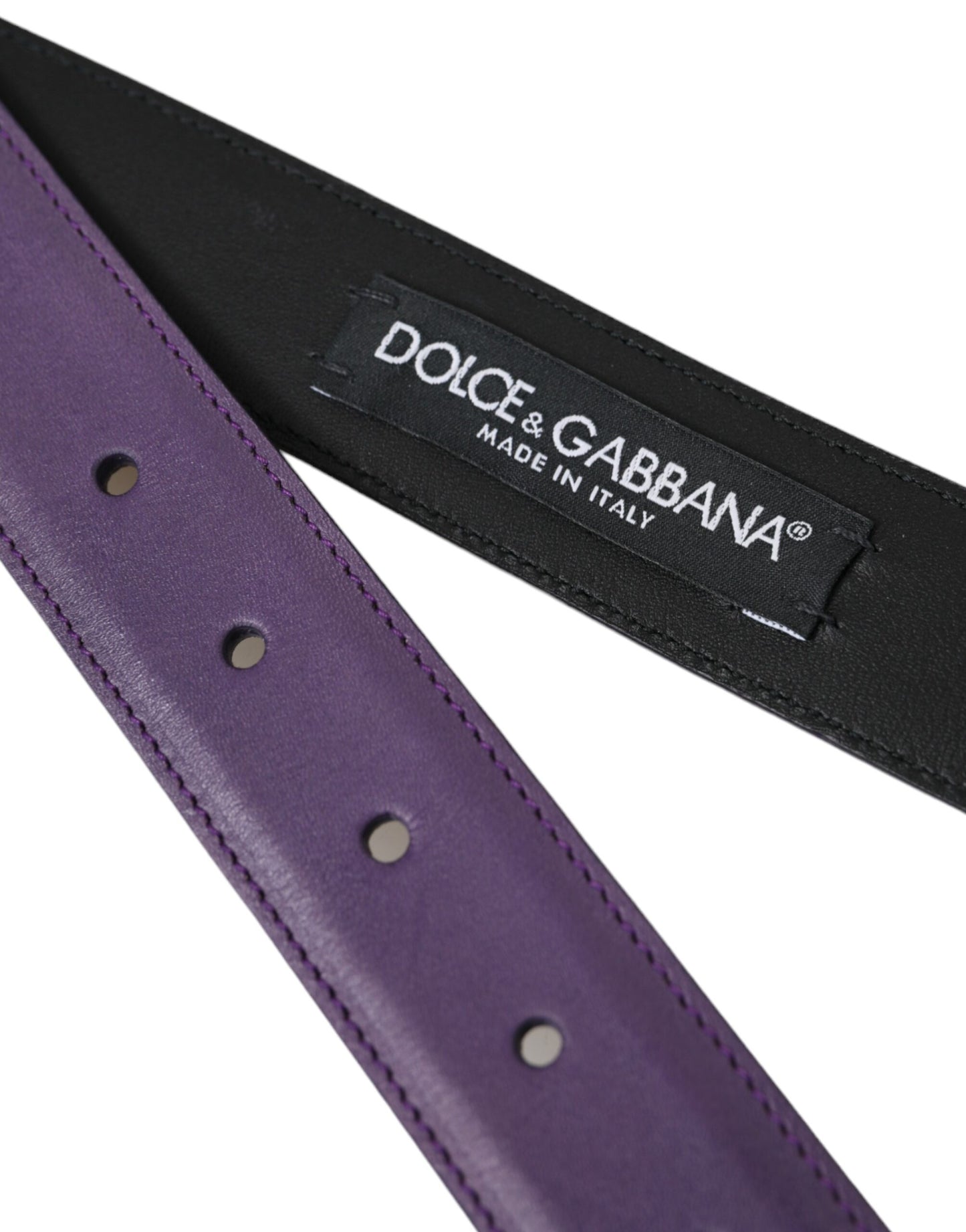 Dolce & Gabbana Cinturón Con Hebilla De Metal Dorado De Cuero Púrpura Hombre