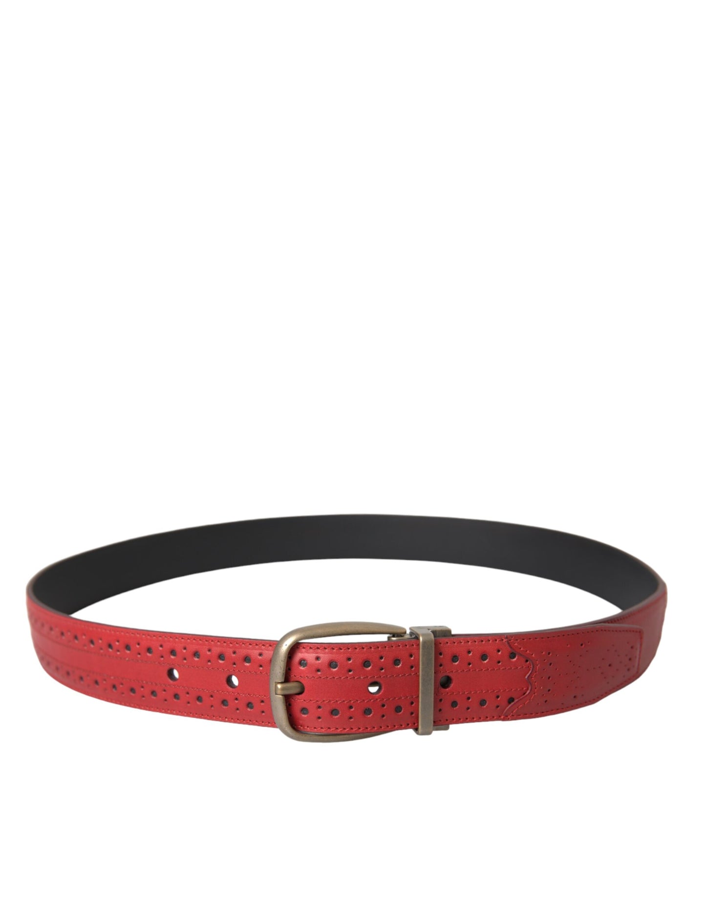 Dolce & Gabbana Cinturón Rojo De Piel Perforada Con Hebilla De Metal Hombre