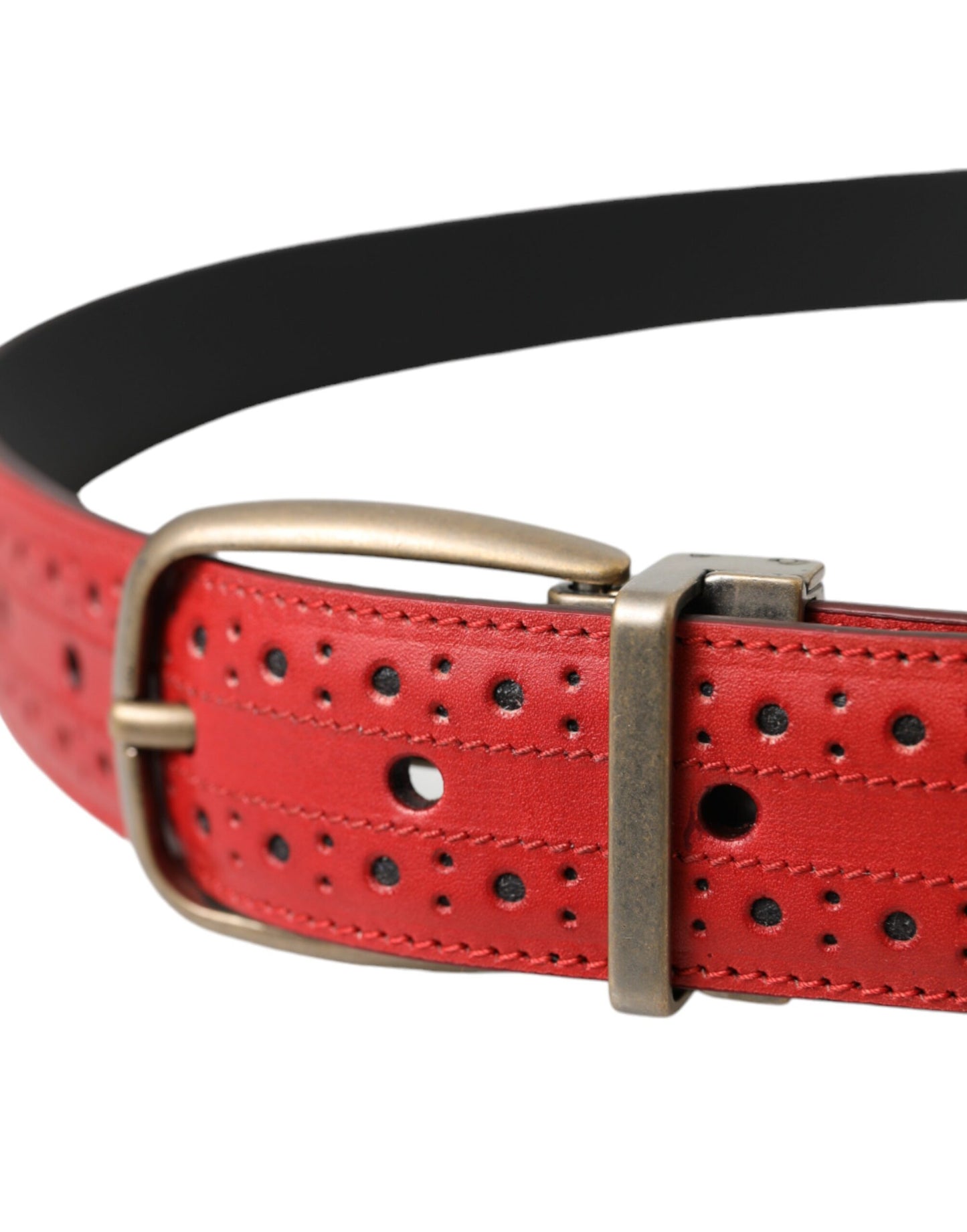 Dolce & Gabbana Cinturón Rojo De Piel Perforada Con Hebilla De Metal Hombre