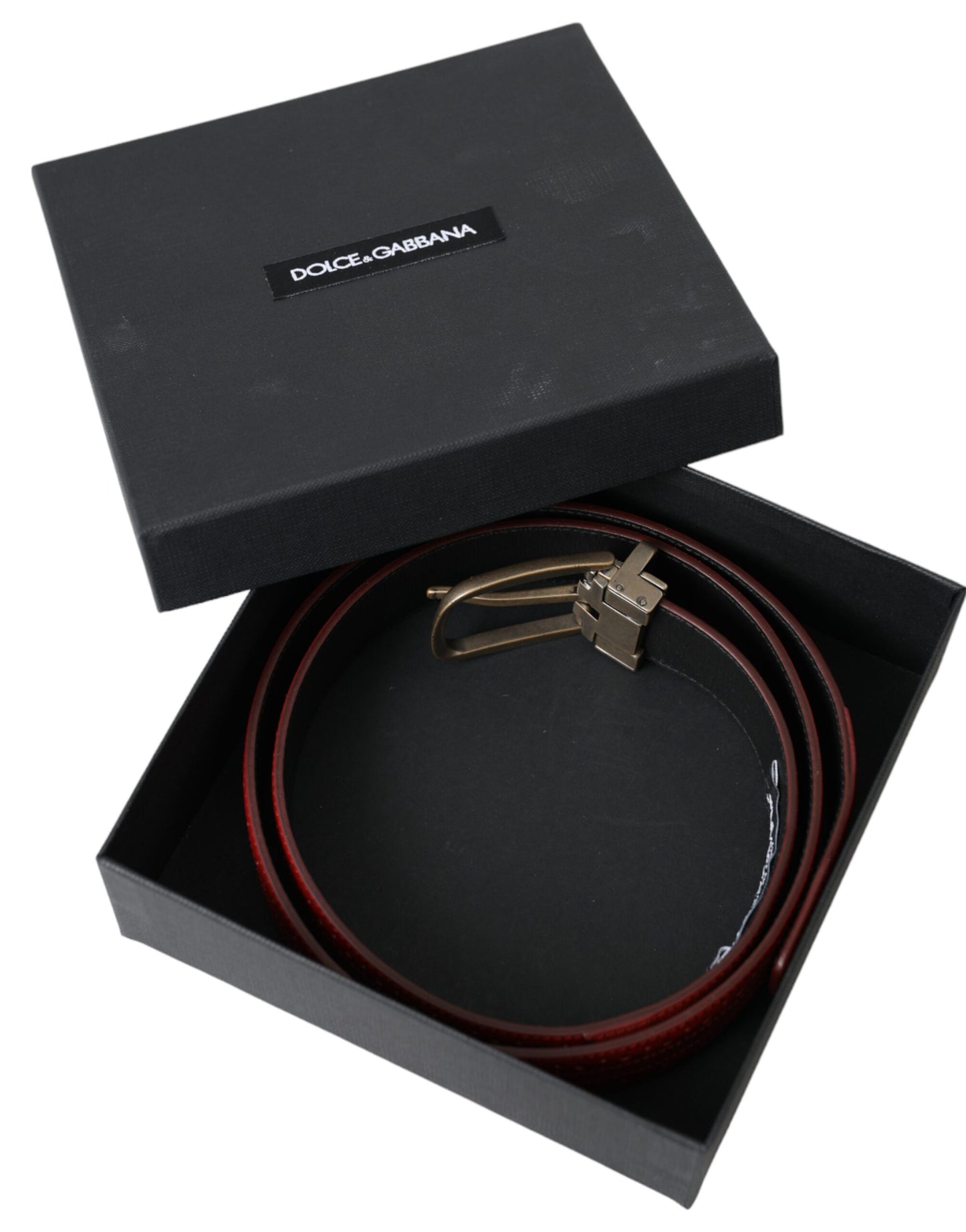 Dolce & Gabbana Cinturón Rojo De Piel Perforada Con Hebilla De Metal Hombre
