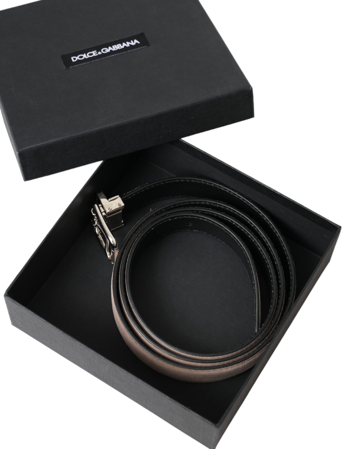 Dolce & Gabbana Cinturón Con Hebilla Plateada De Piel De Ante Beige Hombre