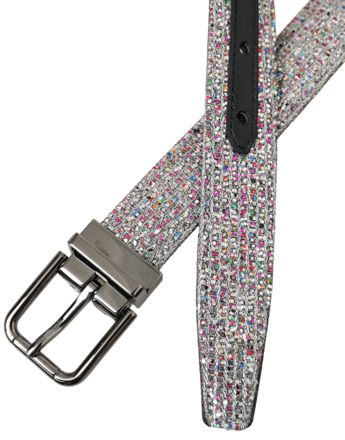 Dolce & Gabbana Cinturón con hebilla de metal plateado con adornos multicolores