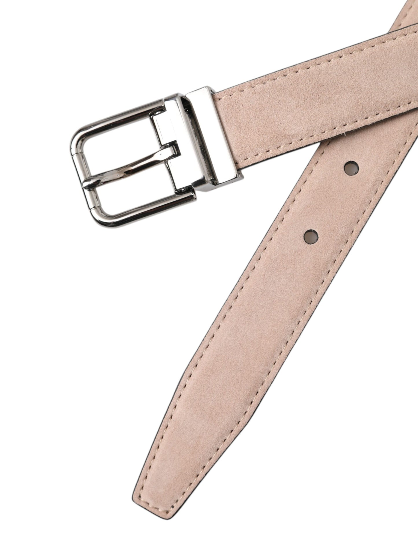 Dolce & Gabbana Cinturón Con Hebilla Plateada De Piel De Ante Beige Hombre