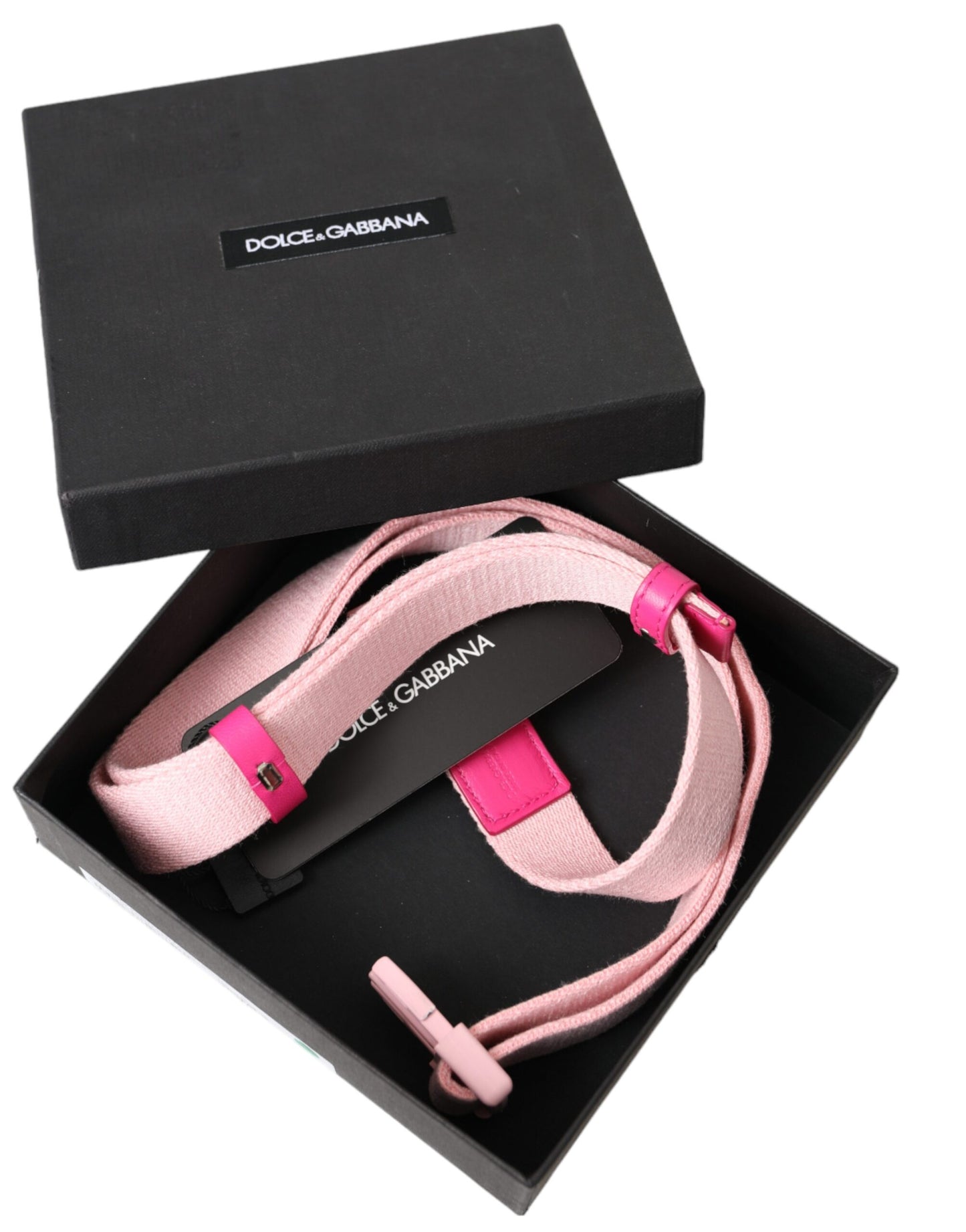 Dolce & Gabbana Cinturón De Mujer Con Hebilla De Plástico Elástico De Lona Rosa