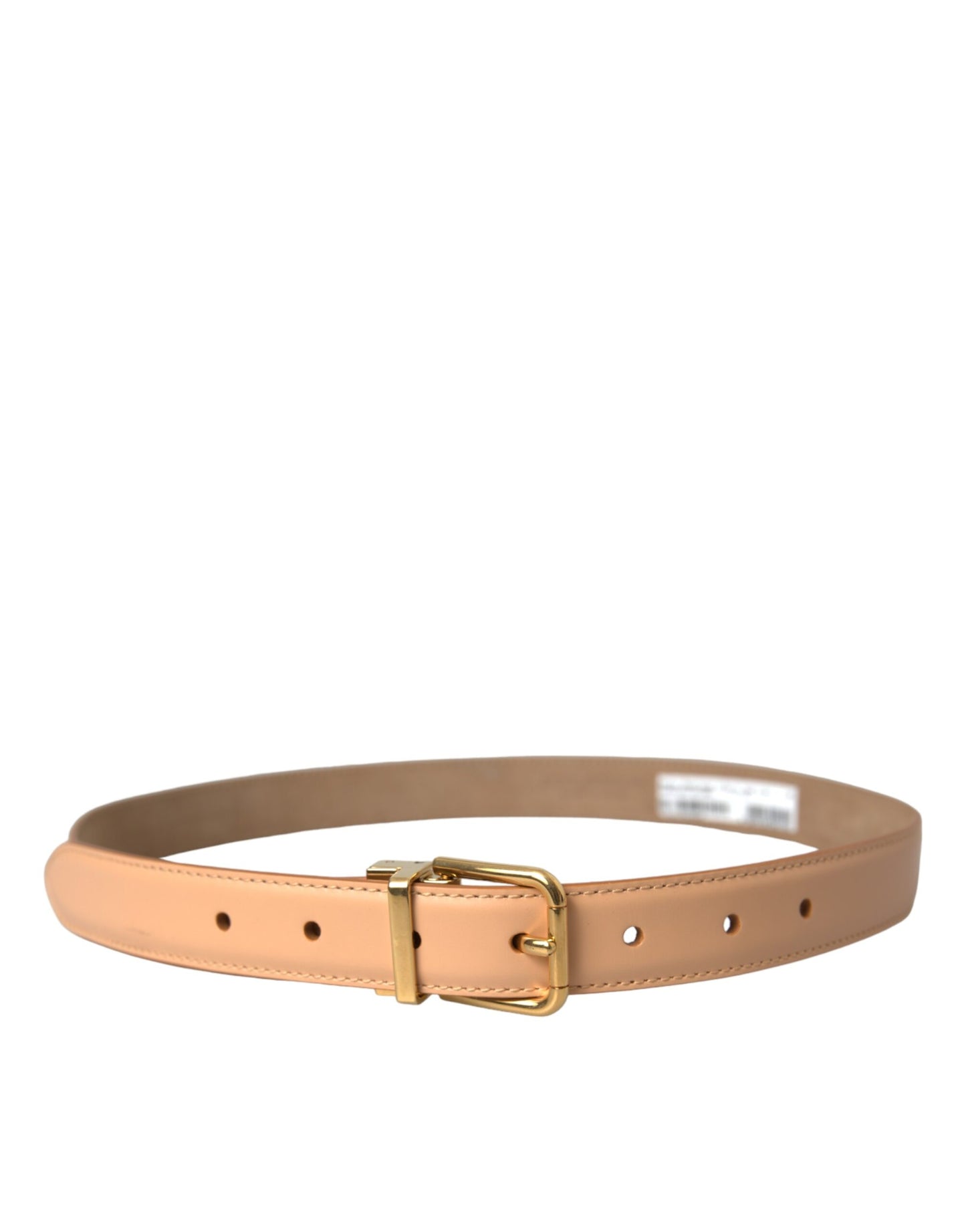 Ceinture Dolce & Gabbana en cuir de veau beige avec boucle en métal doré