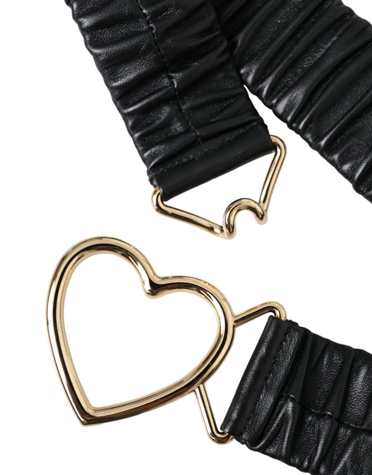 Dolce & Gabbana Cinturón con hebilla de metal y corazón dorado de cuero negro
