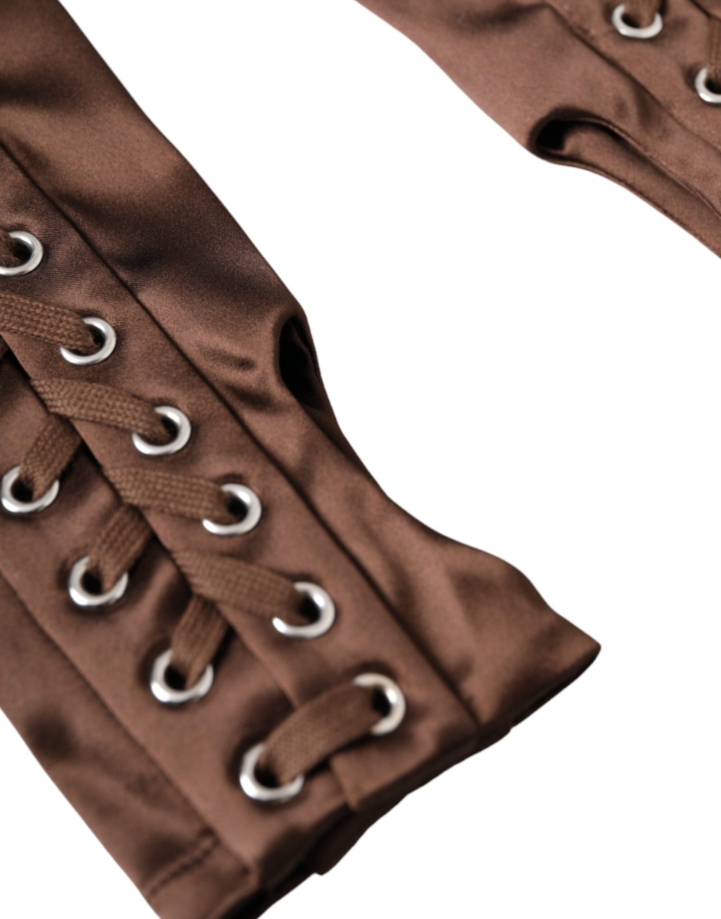Dolce & Gabbana Guantes sin dedos con cordones de acetato marrón