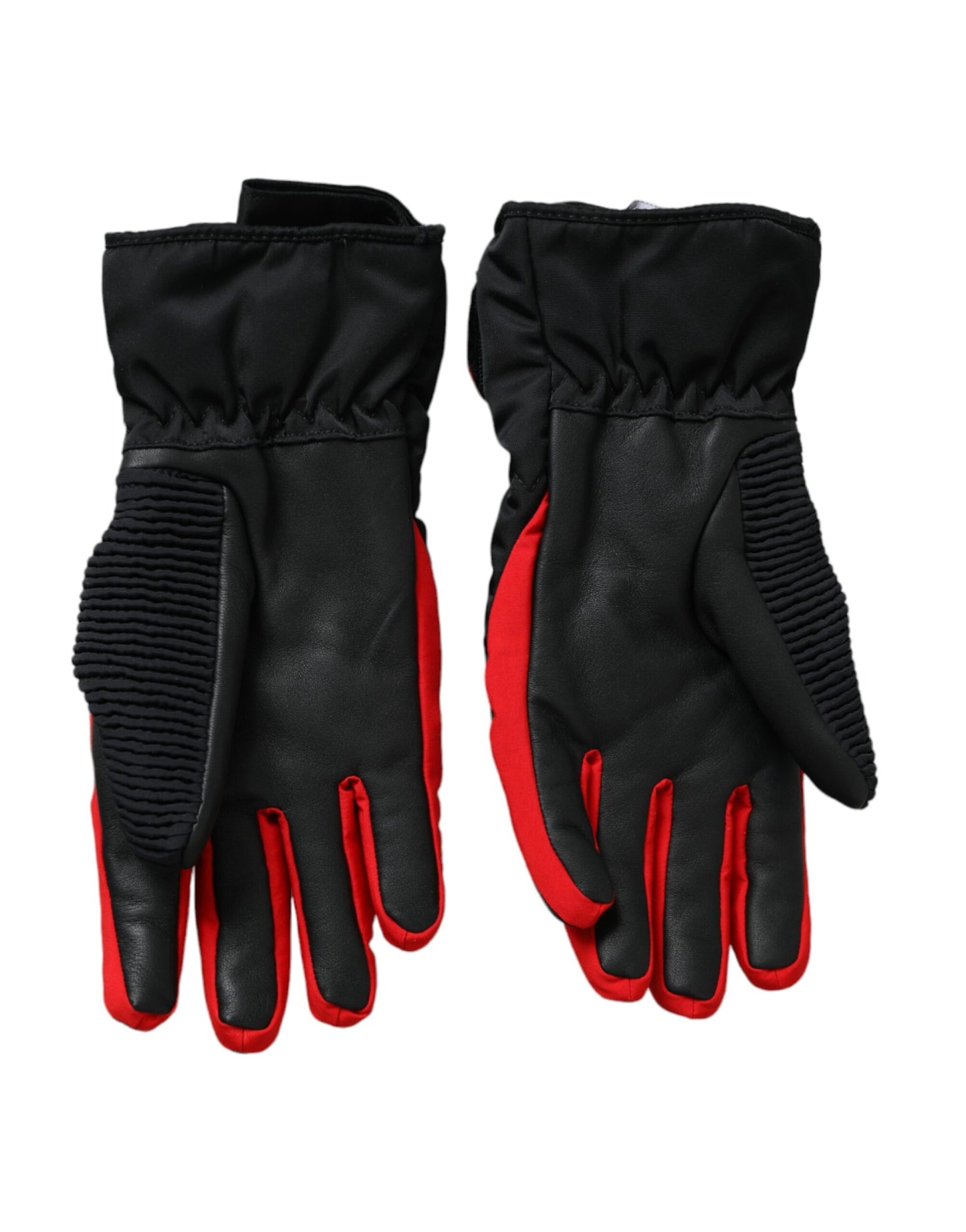 Dolce & Gabbana Guantes hasta la muñeca de nailon negro y rojo