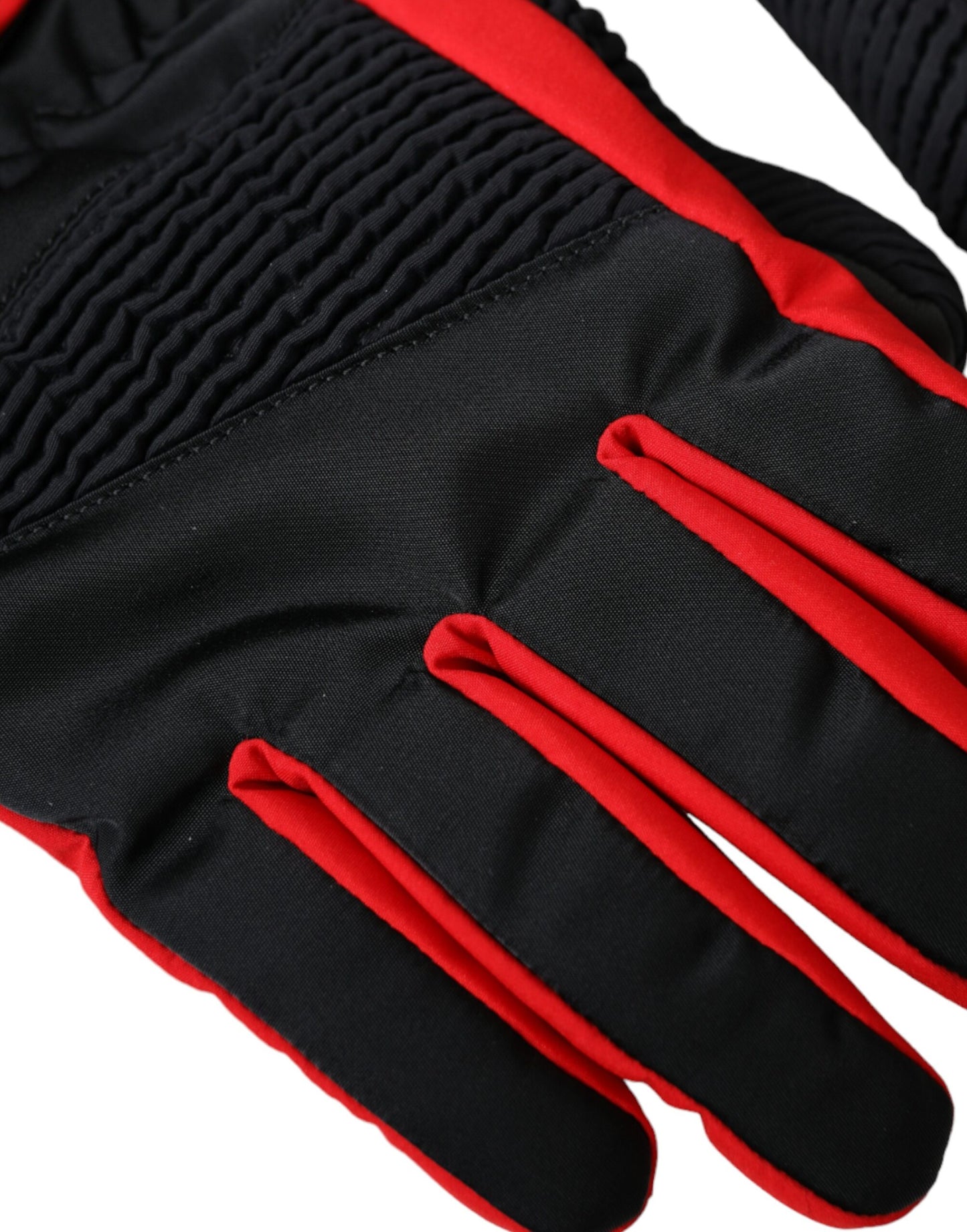 Dolce & Gabbana Guantes hasta la muñeca de nailon negro y rojo