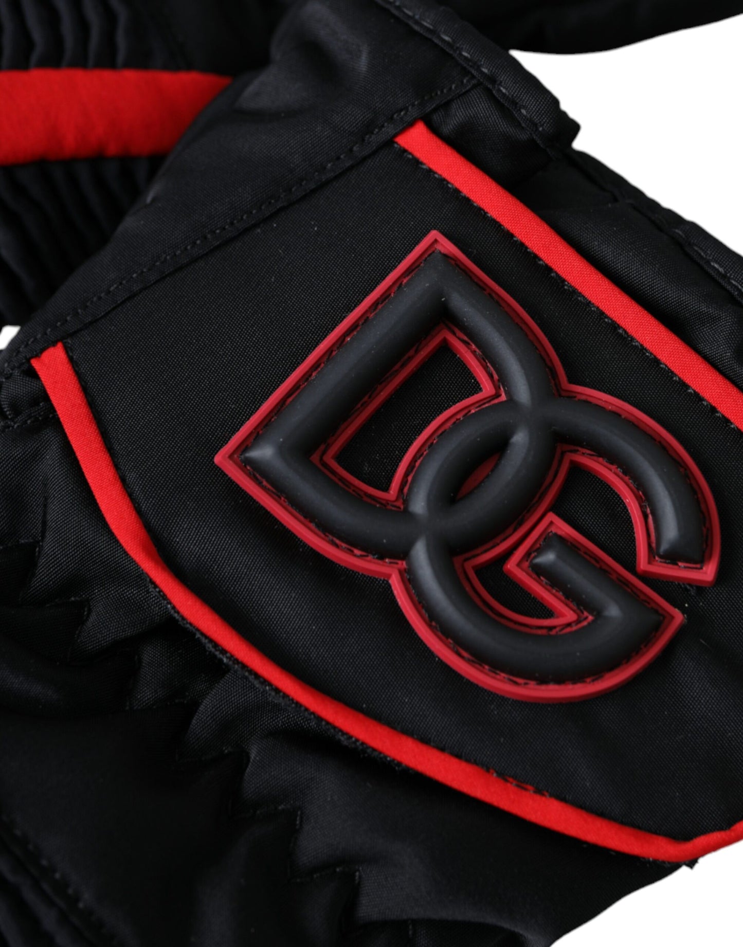 Dolce & Gabbana Guantes hasta la muñeca de nailon negro y rojo
