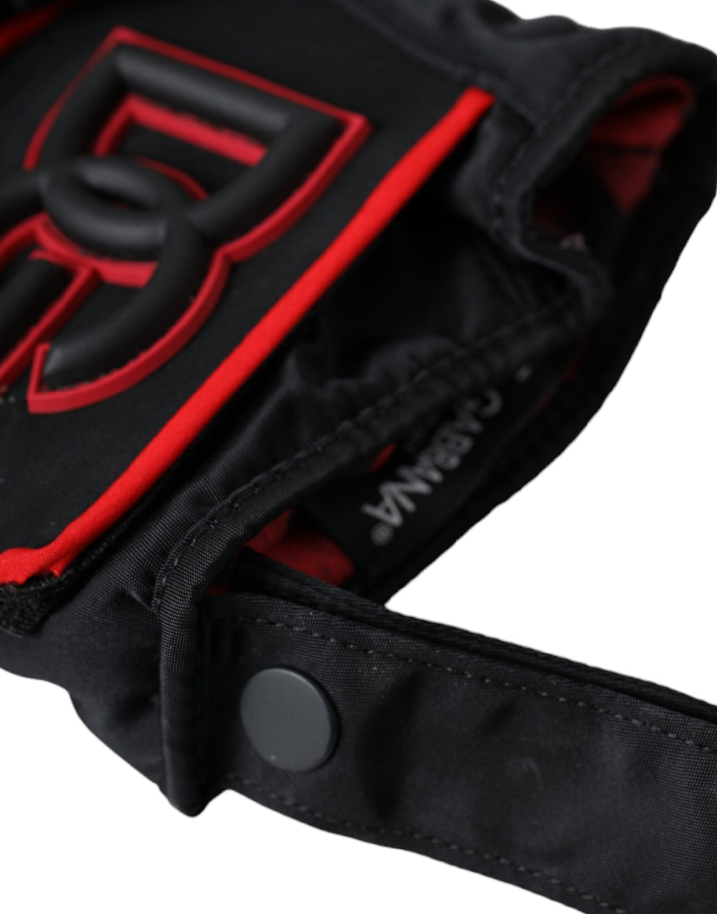 Dolce & Gabbana Guantes hasta la muñeca de nailon negro y rojo
