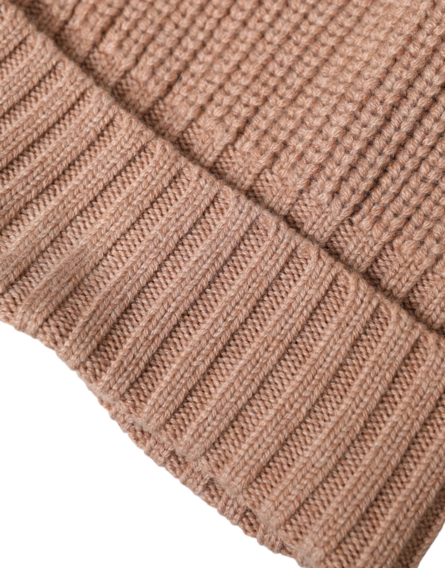 Dolce & Gabbana Gorro de invierno con bola de pelo de punto liso marrón
