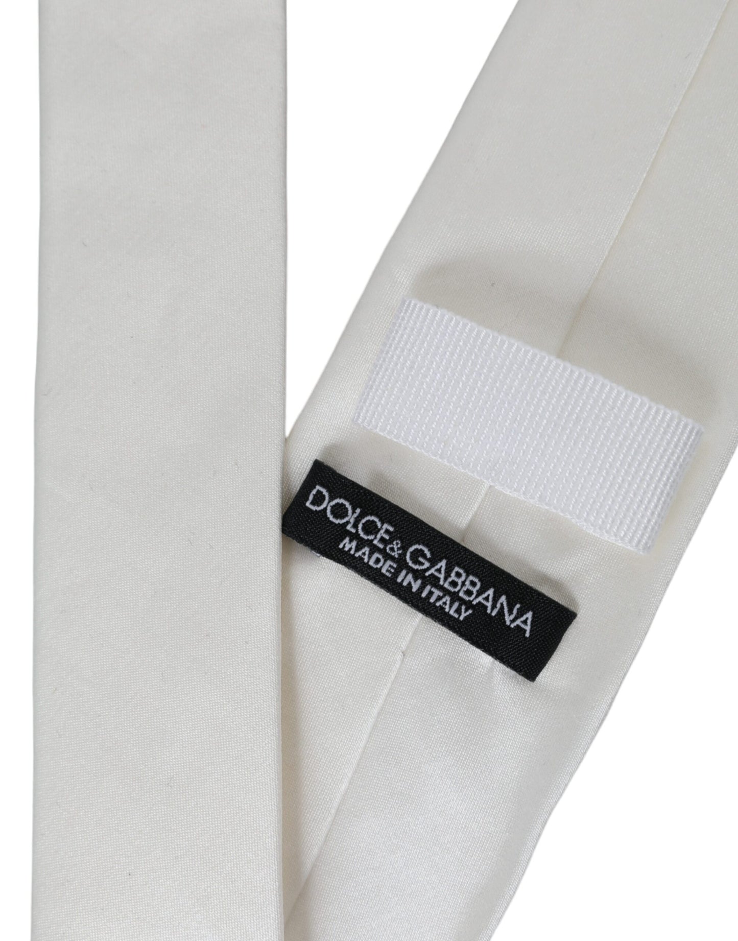 Dolce & Gabbana Corbata ajustable en mezcla de seda blanca Hombre