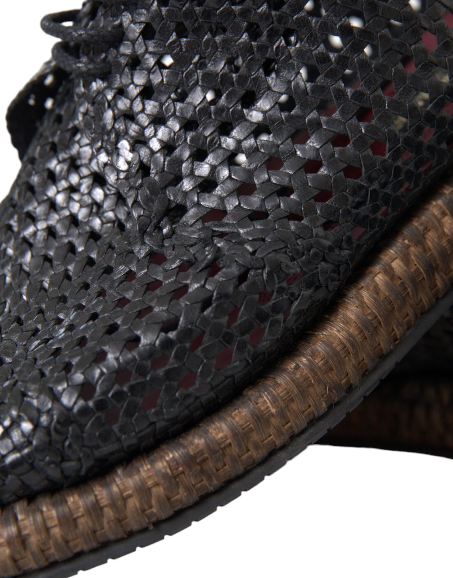 Dolce & Gabbana Zapatos Derby con cordones de piel de cabra tejida en negro