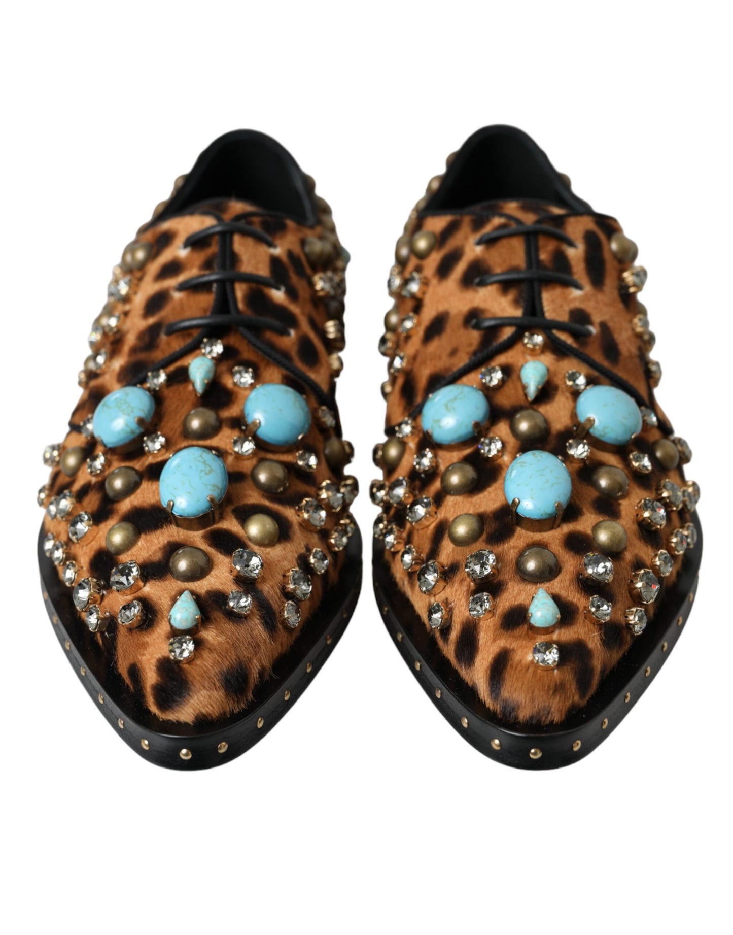 Dolce & Gabbana Zapatos Broque De Vestido Con Cristales Y Pelo De Leopardo Marrón