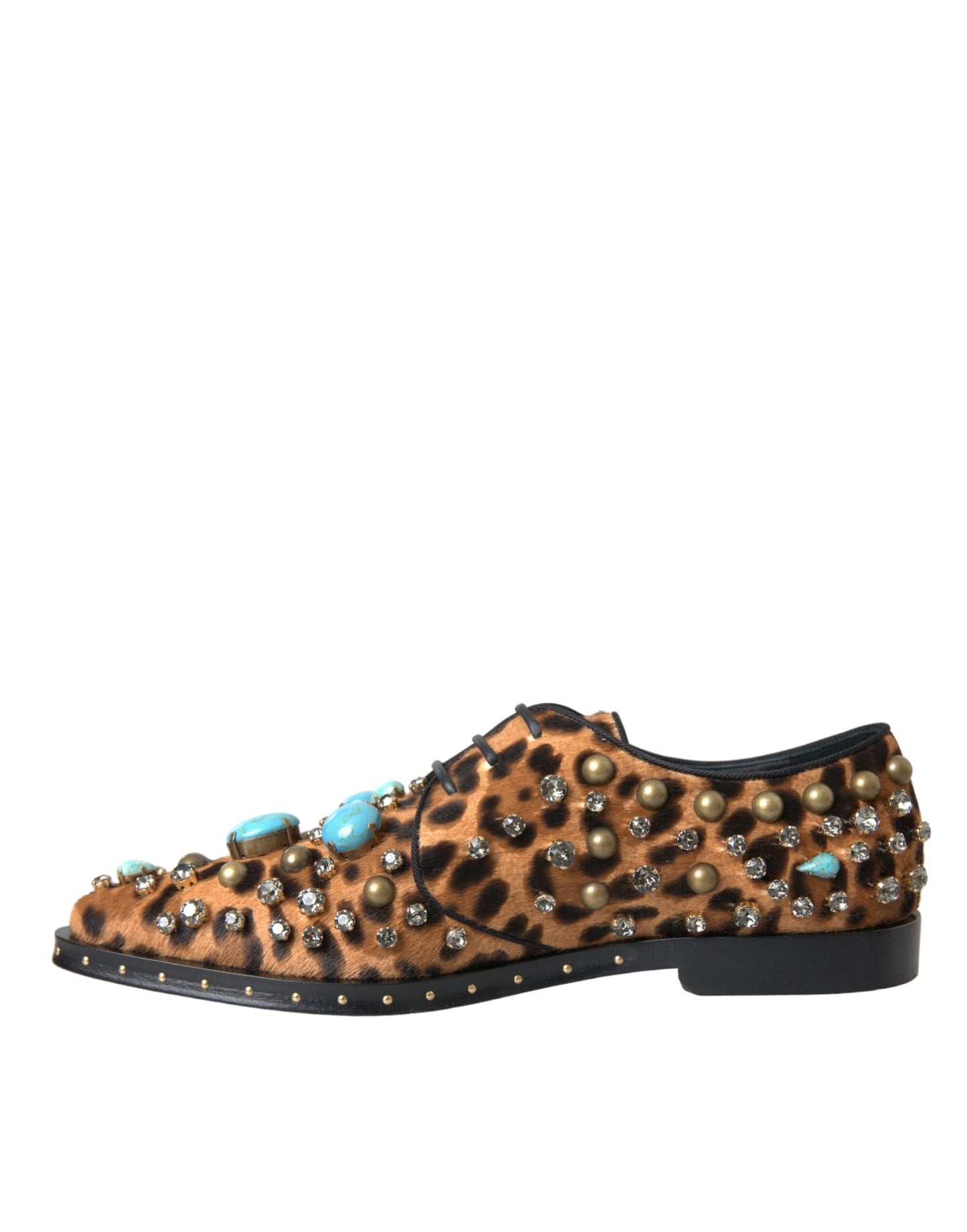 Dolce & Gabbana Zapatos Broque De Vestido Con Cristales Y Pelo De Leopardo Marrón