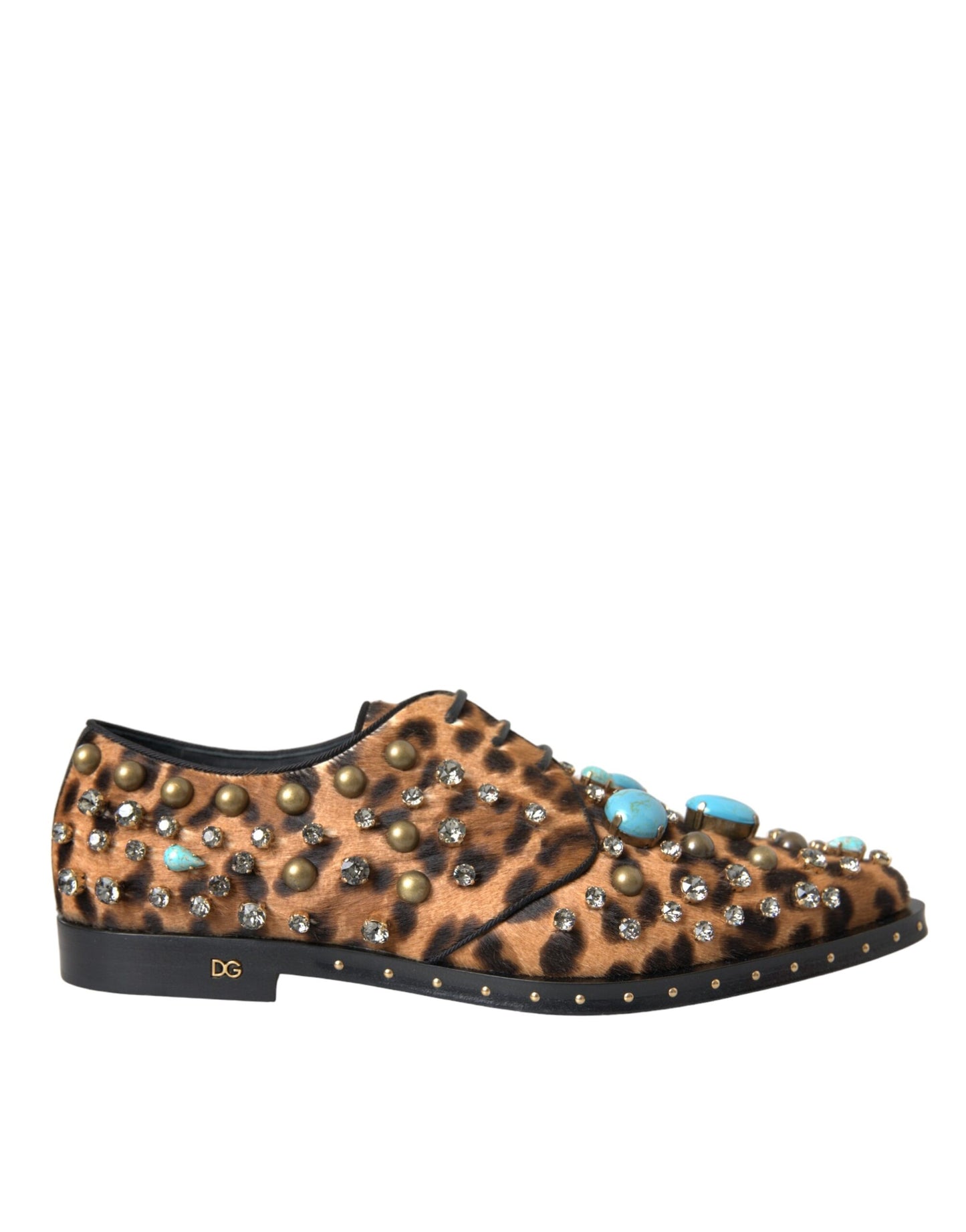 Dolce & Gabbana Zapatos Broque De Vestido Con Cristales Y Pelo De Leopardo Marrón
