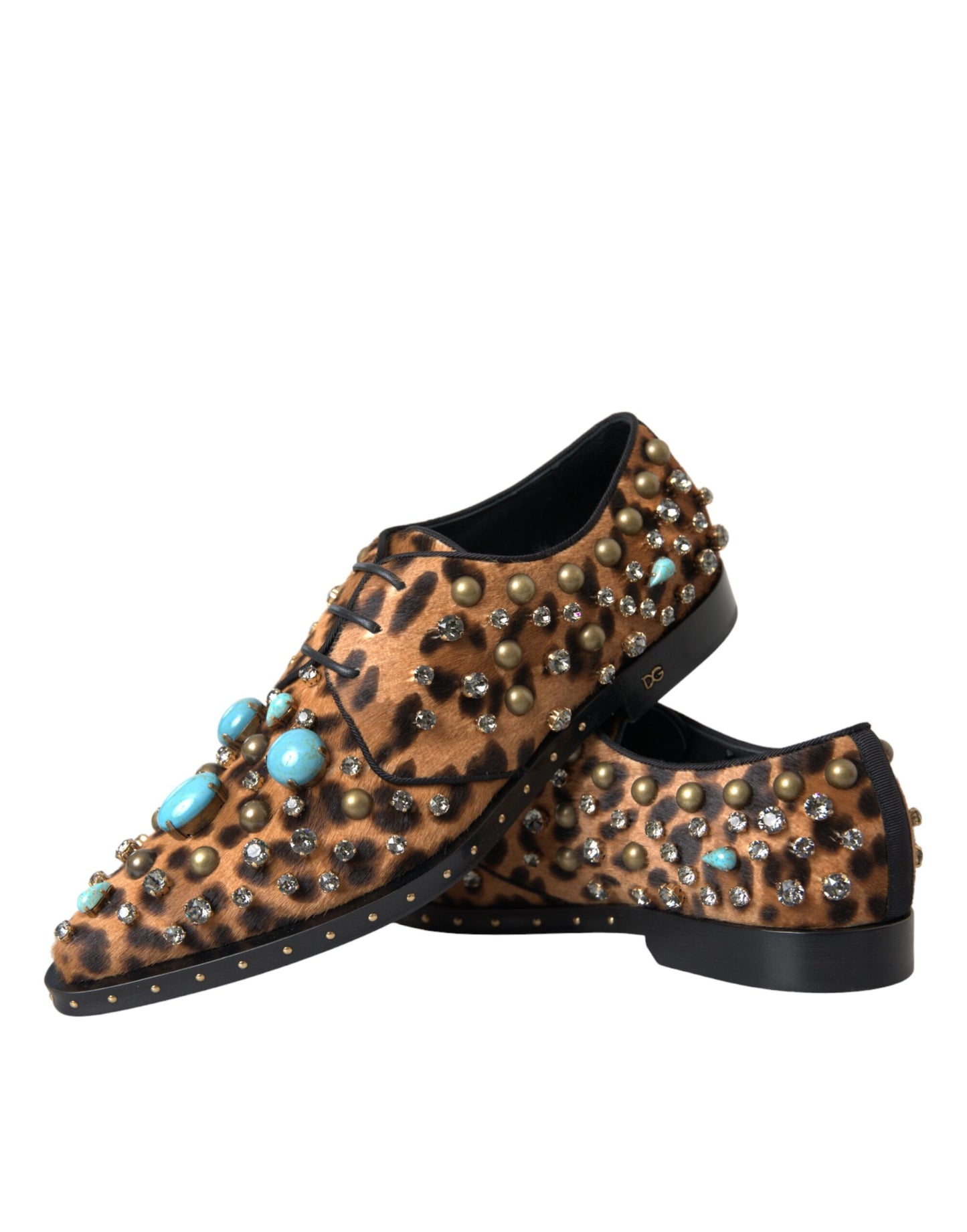 Dolce & Gabbana Zapatos Broque De Vestido Con Cristales Y Pelo De Leopardo Marrón