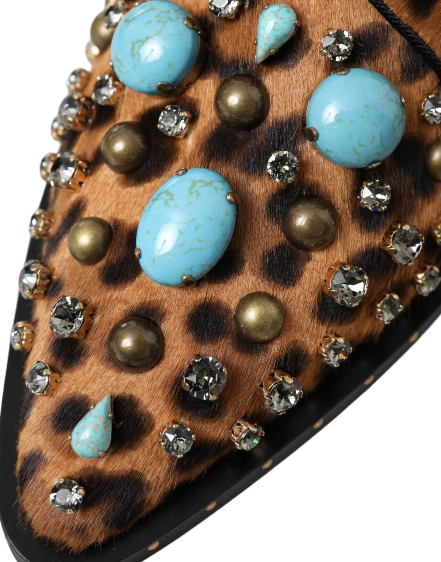 Dolce & Gabbana Zapatos Broque De Vestido Con Cristales Y Pelo De Leopardo Marrón