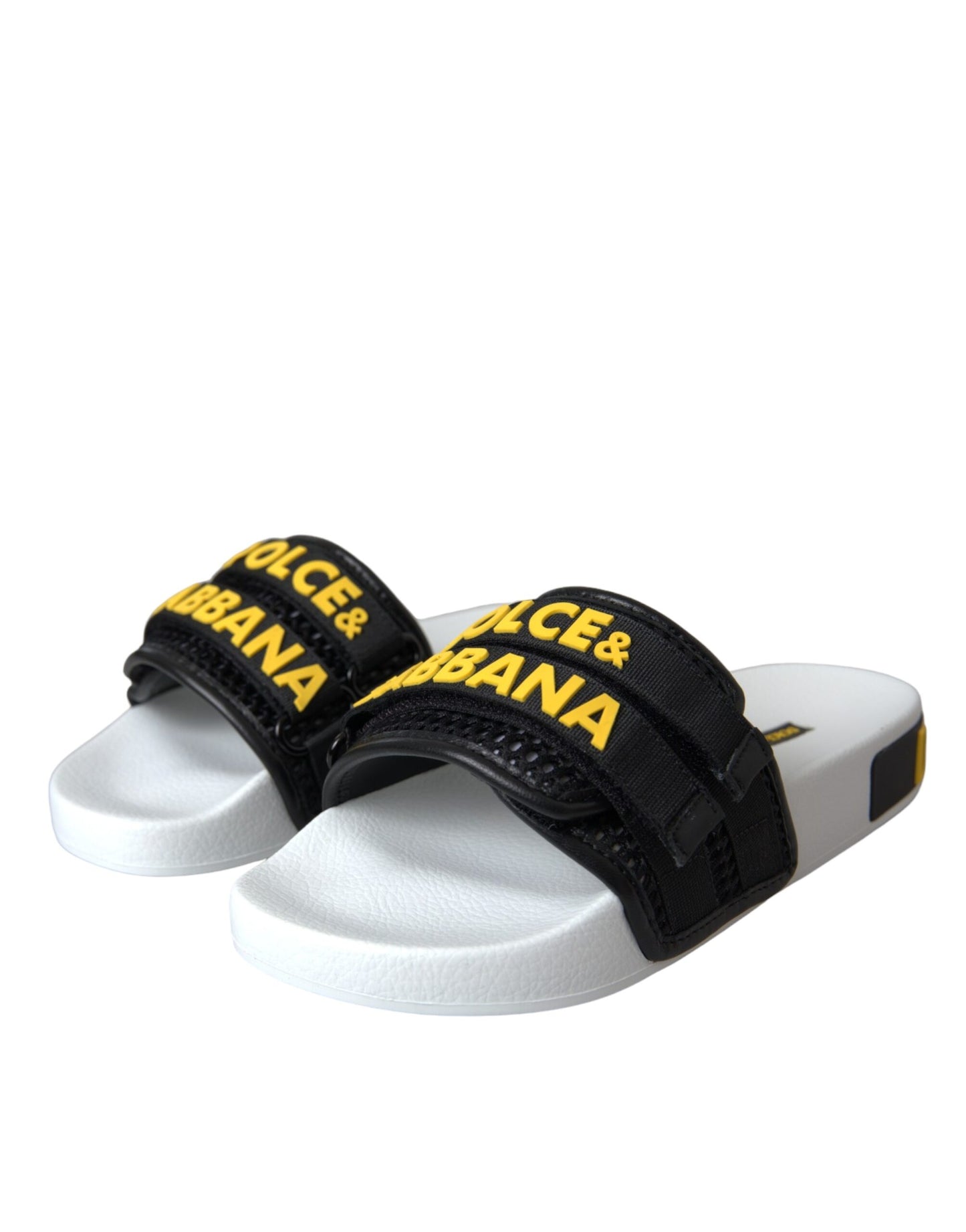Dolce & Gabbana Blanco Negro Logo Ropa de playa Pisos Sandalias Zapatos