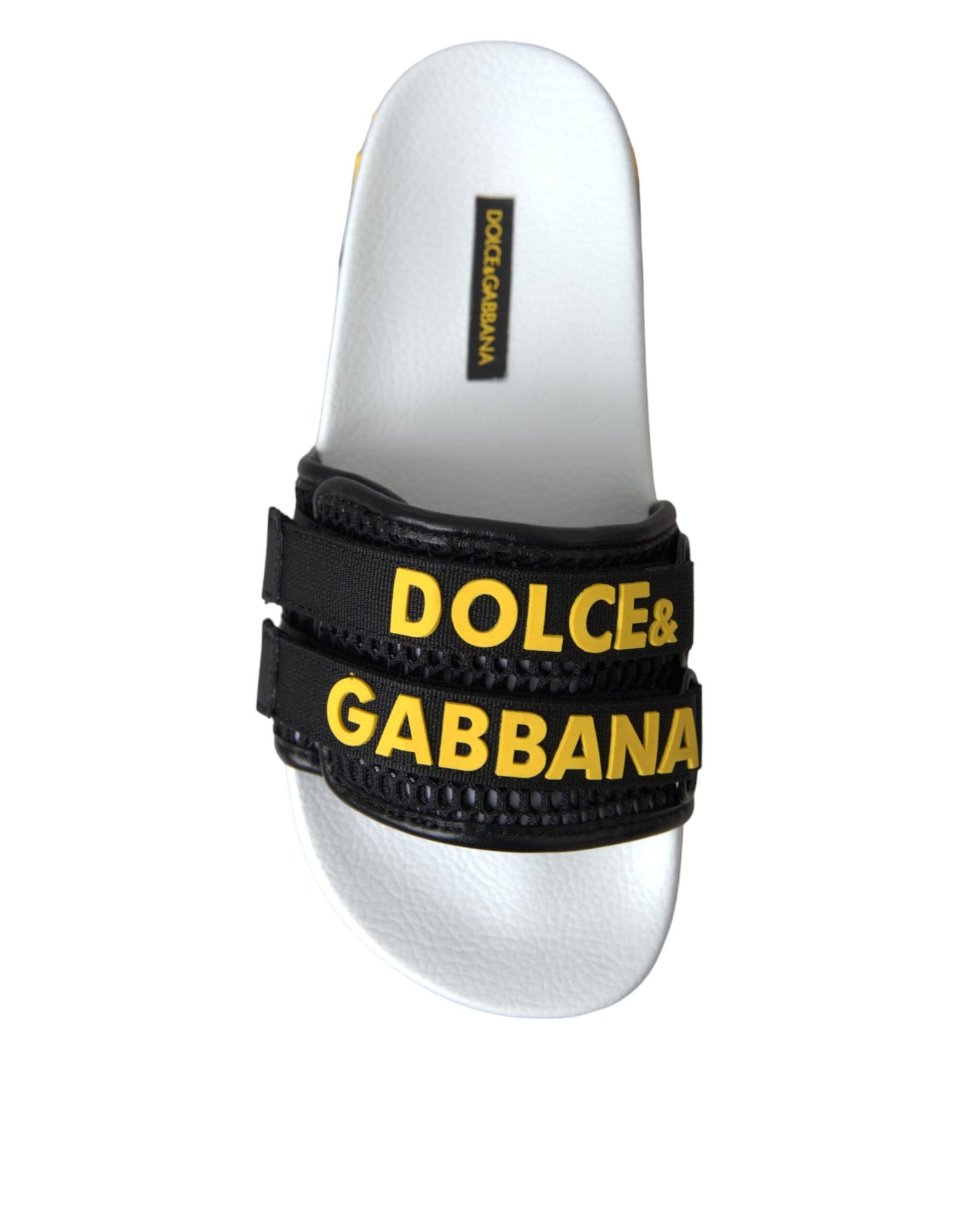 Dolce & Gabbana Blanco Negro Logo Ropa de playa Pisos Sandalias Zapatos