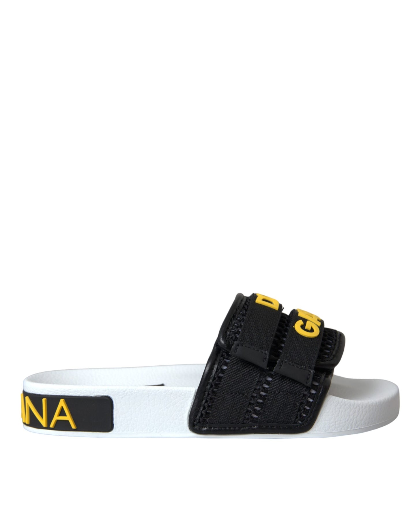 Dolce & Gabbana Blanco Negro Logo Ropa de playa Pisos Sandalias Zapatos