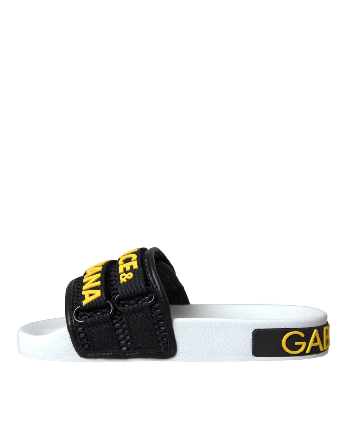 Dolce & Gabbana Blanco Negro Logo Ropa de playa Pisos Sandalias Zapatos