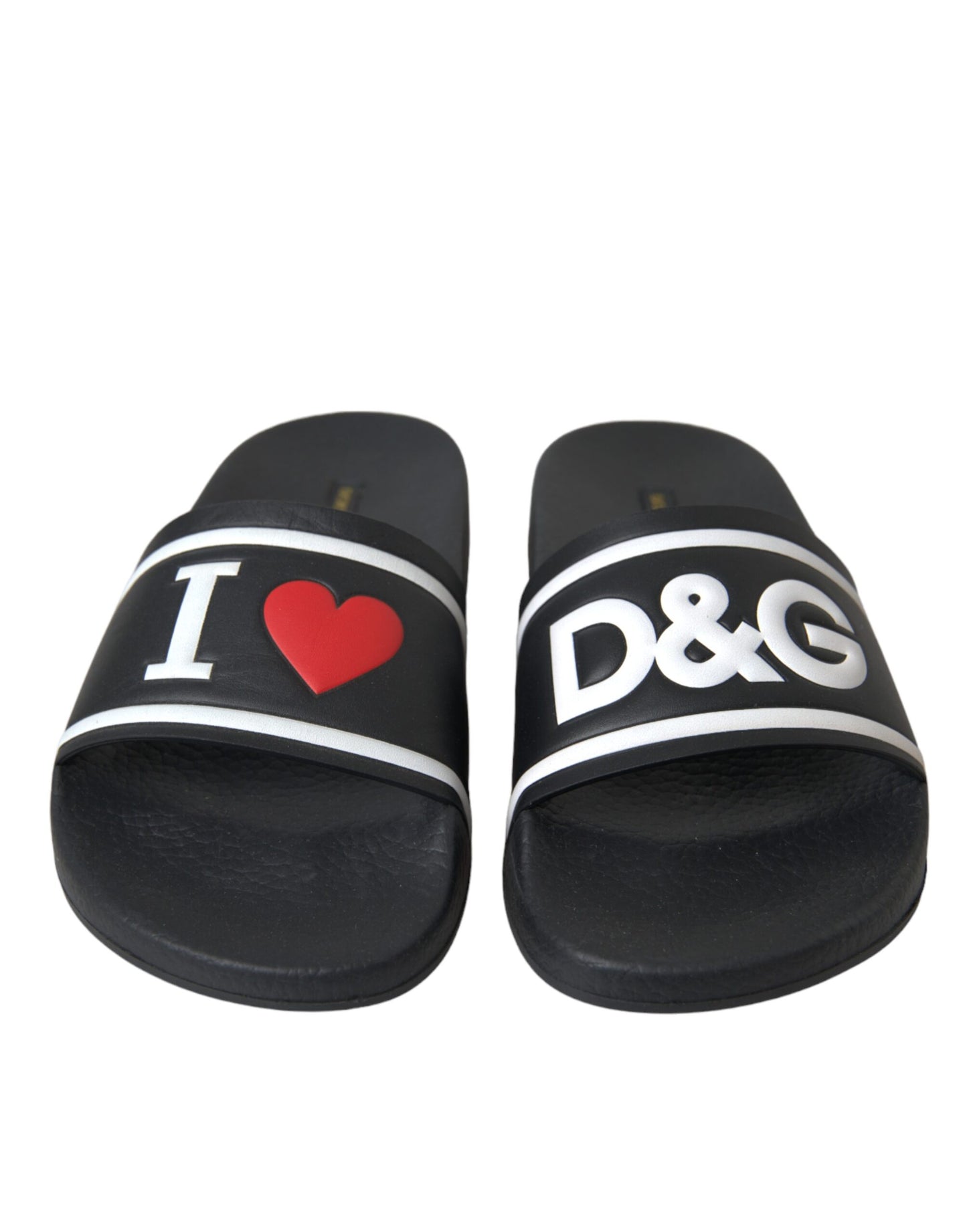 Dolce & Gabbana Sandalias I Love D&G de cuero negro Zapatos tipo chanclas