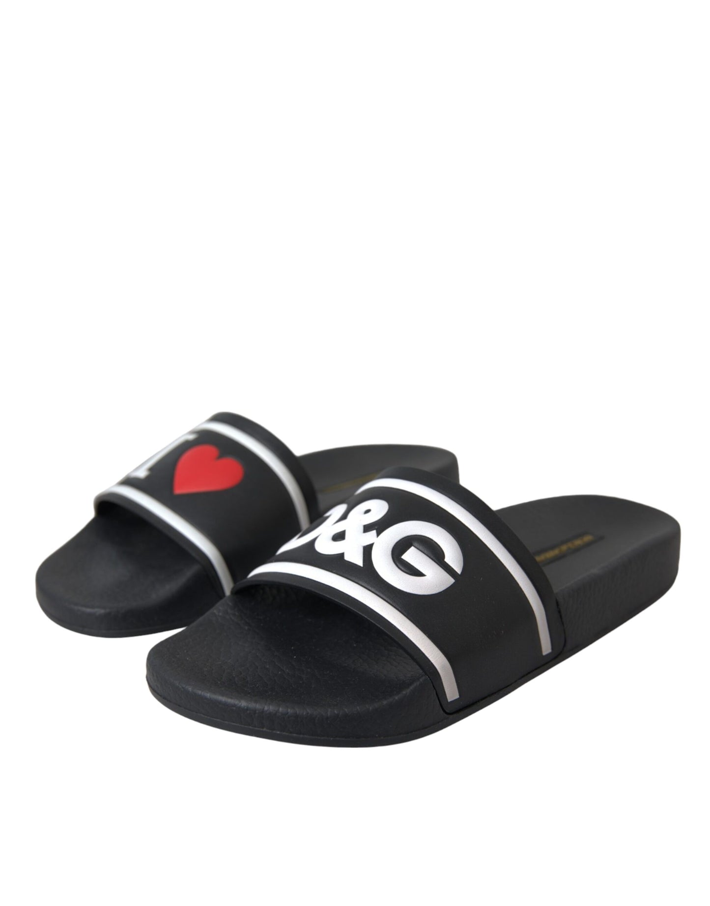 Dolce & Gabbana Sandalias I Love D&G de cuero negro Zapatos tipo chanclas