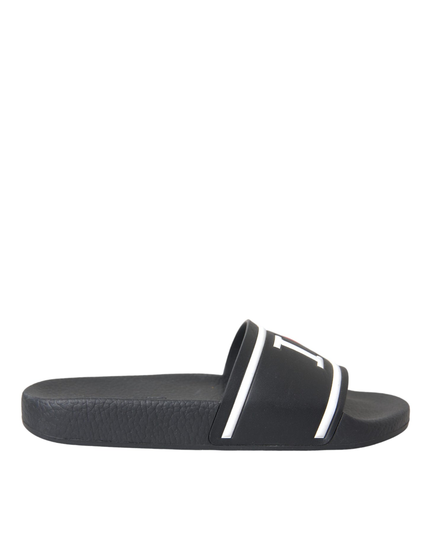 Dolce & Gabbana Sandalias I Love D&G de cuero negro Zapatos tipo chanclas