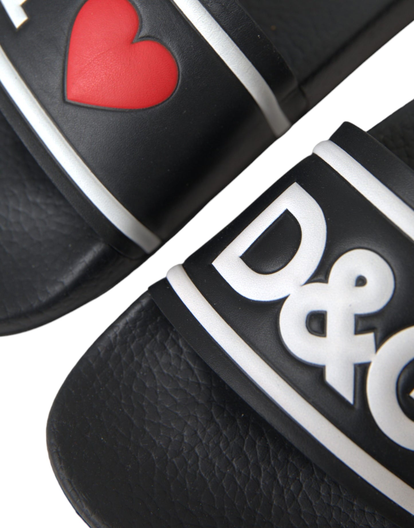 Dolce & Gabbana Sandalias I Love D&G de cuero negro Zapatos tipo chanclas