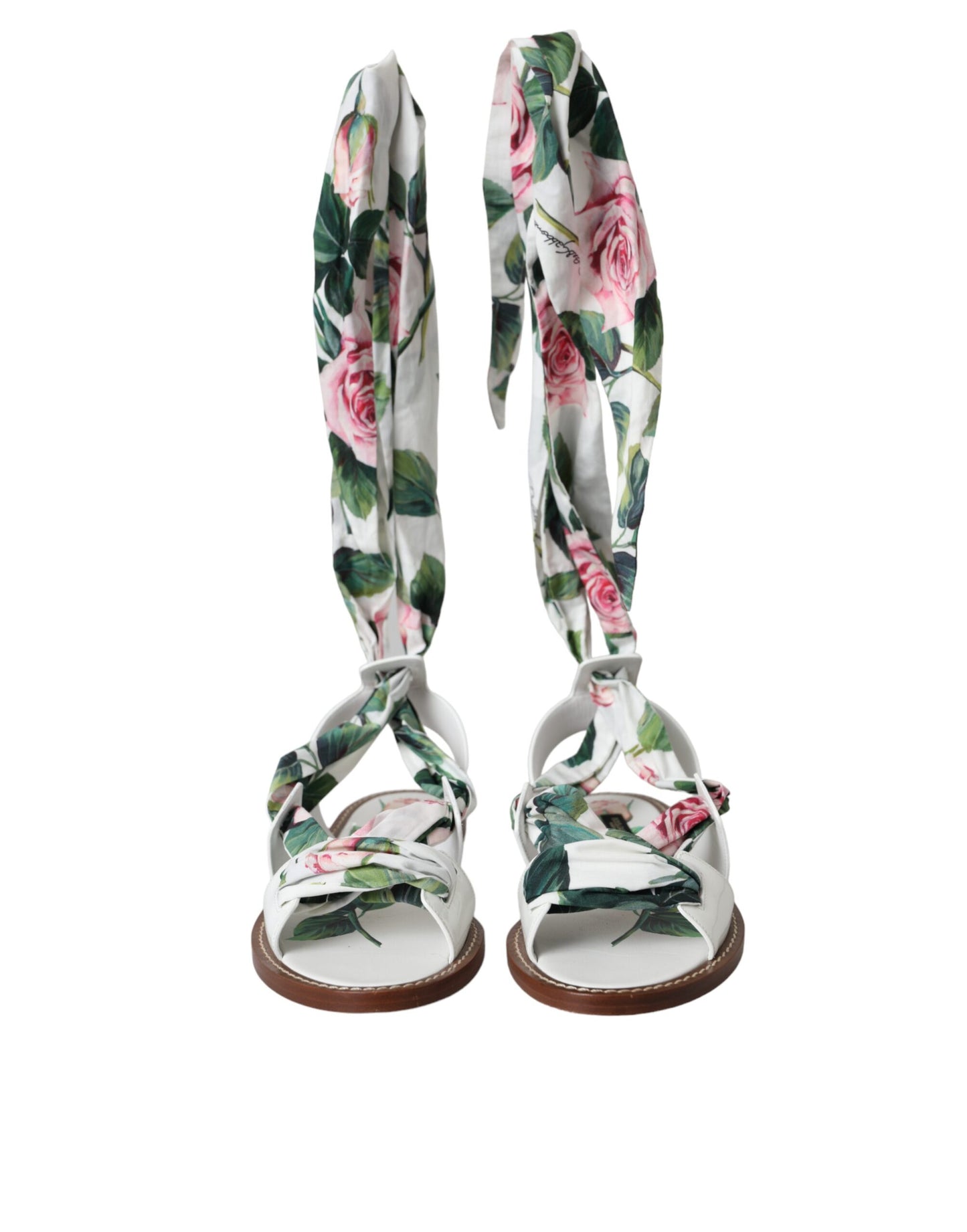 Dolce & Gabbana Zapatos con sandalias cruzadas al tobillo con estampado floral multicolor