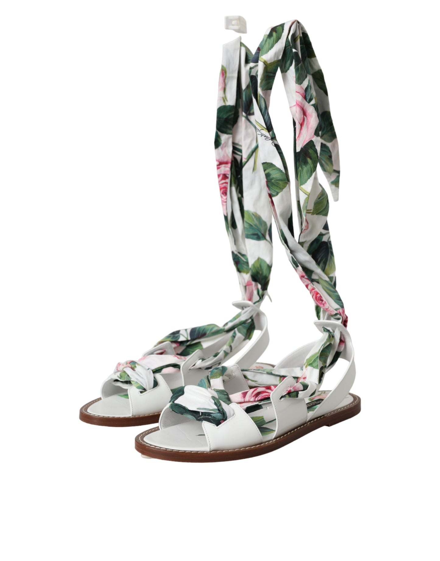 Dolce & Gabbana Zapatos con sandalias cruzadas al tobillo con estampado floral multicolor