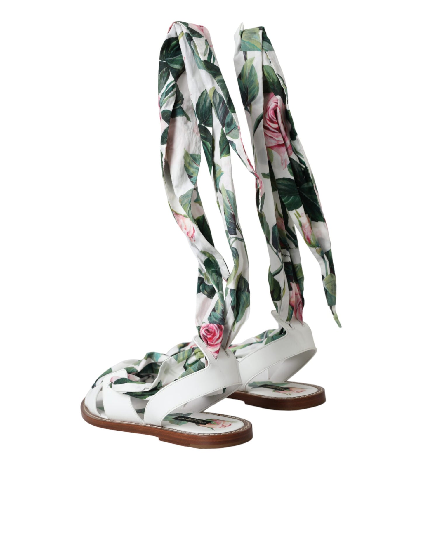 Dolce & Gabbana Zapatos con sandalias cruzadas al tobillo con estampado floral multicolor