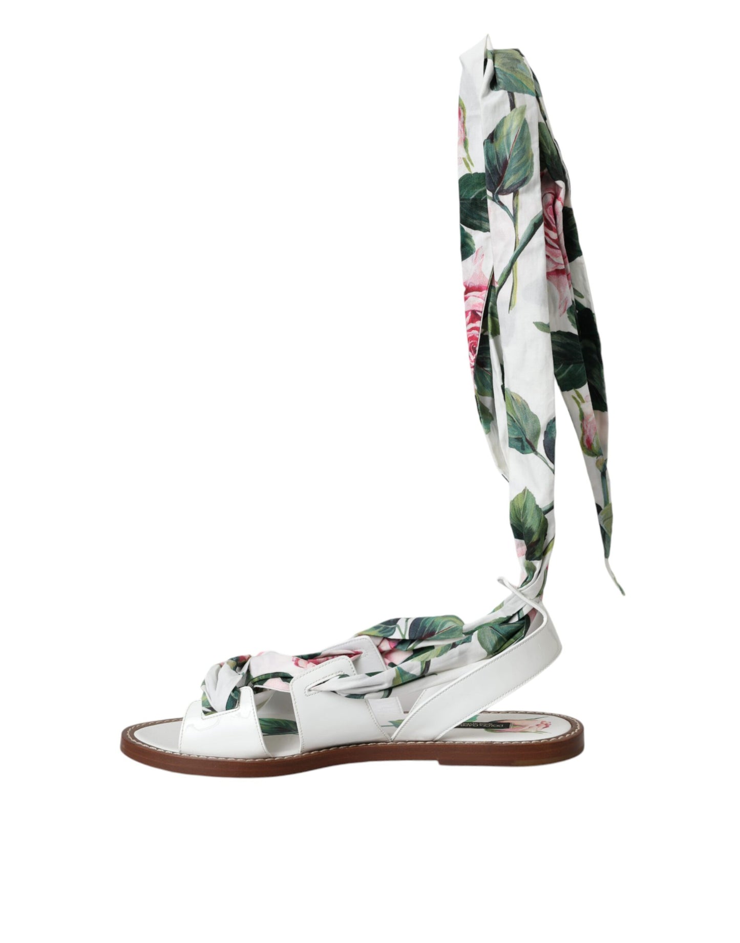 Dolce & Gabbana Zapatos con sandalias cruzadas al tobillo con estampado floral multicolor