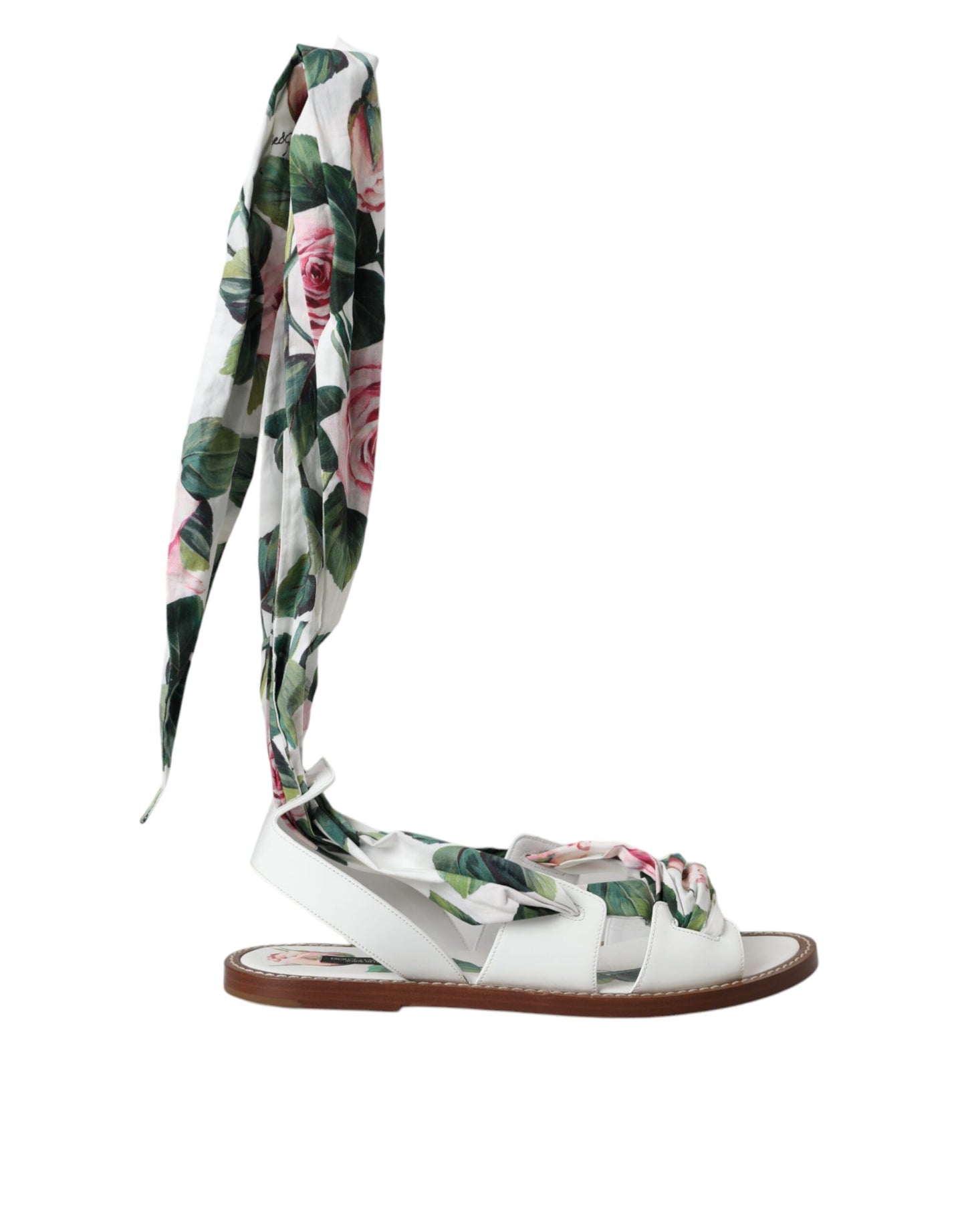 Dolce & Gabbana Zapatos con sandalias cruzadas al tobillo con estampado floral multicolor
