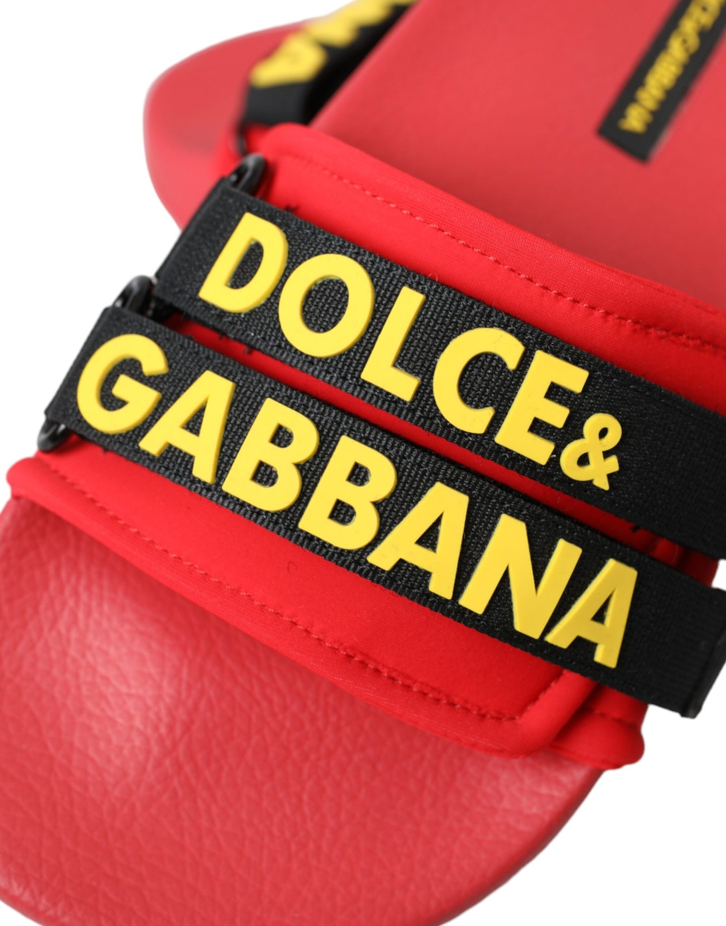 Dolce & Gabbana Rojo Negro Logo Ropa de playa Pisos Sandalias Zapatos