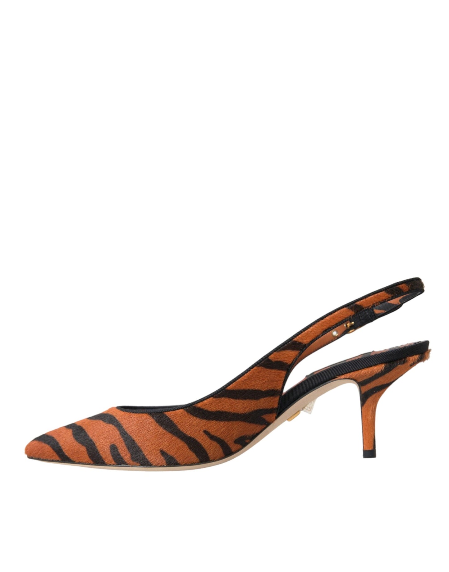 Dolce & Gabbana Zapatos destalonados de piel de cebra en negro y naranja