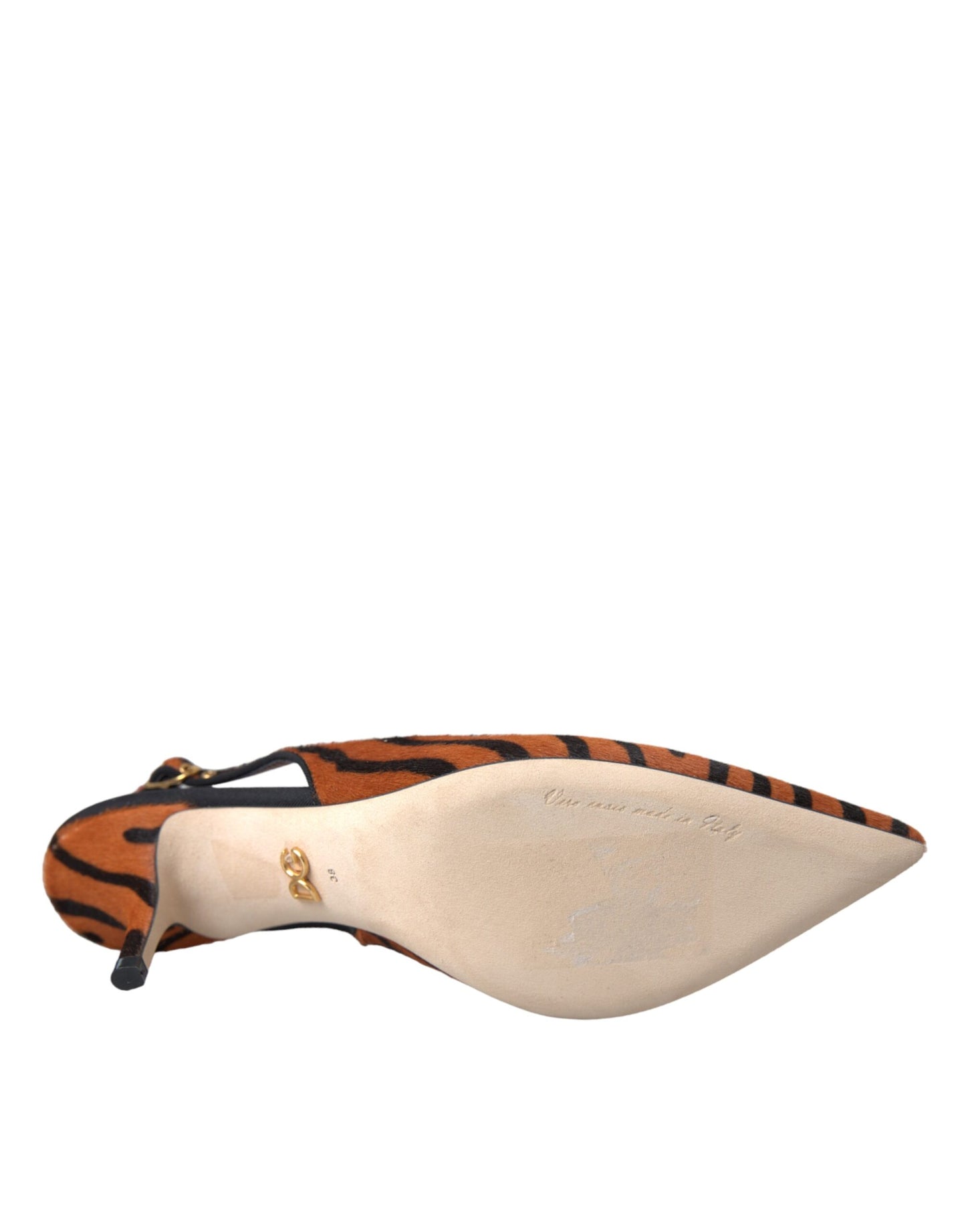 Dolce & Gabbana Zapatos destalonados de piel de cebra en negro y naranja