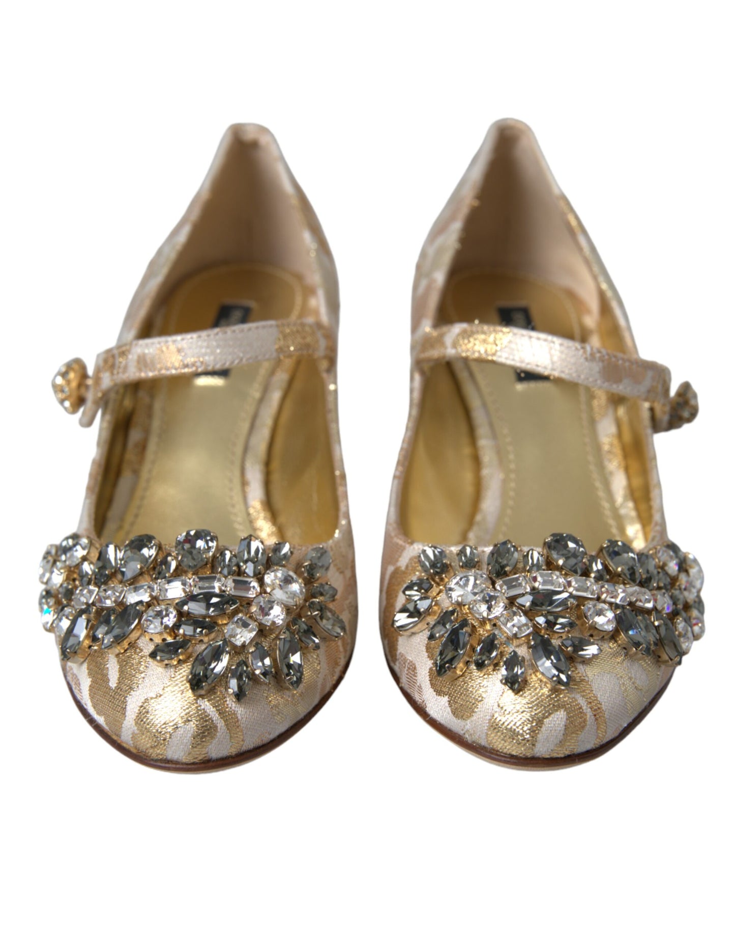 Dolce & Gabbana Zapatos de tacón Mary Janes con cristales en jacquard dorado
