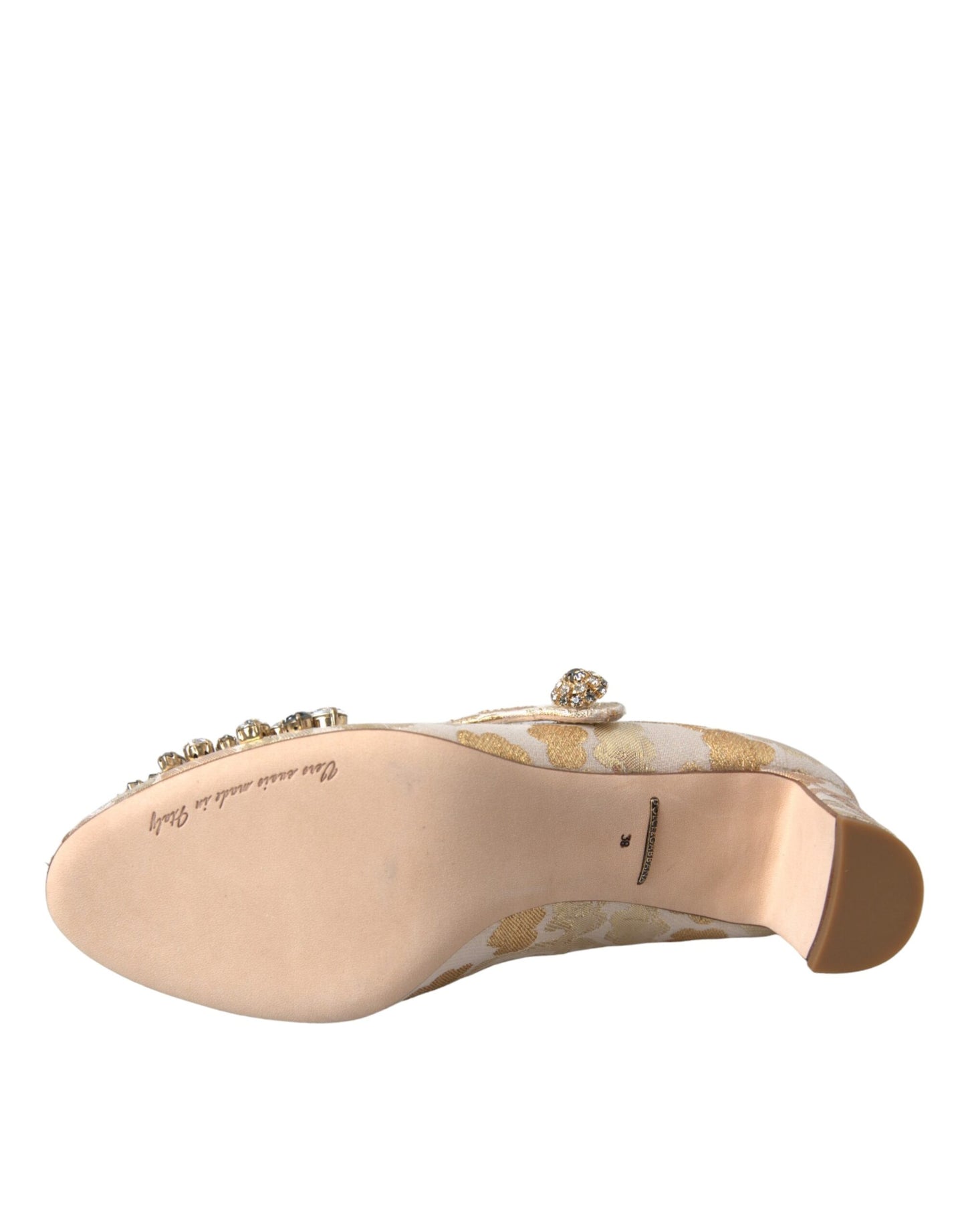 Dolce & Gabbana Zapatos de tacón Mary Janes con cristales en jacquard dorado