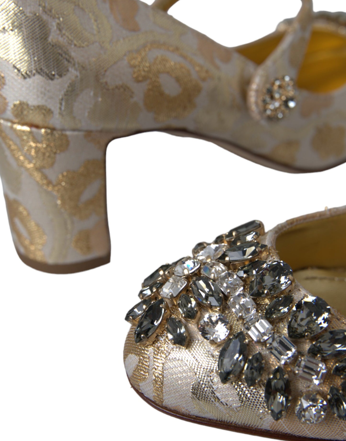 Dolce & Gabbana Zapatos de tacón Mary Janes con cristales en jacquard dorado