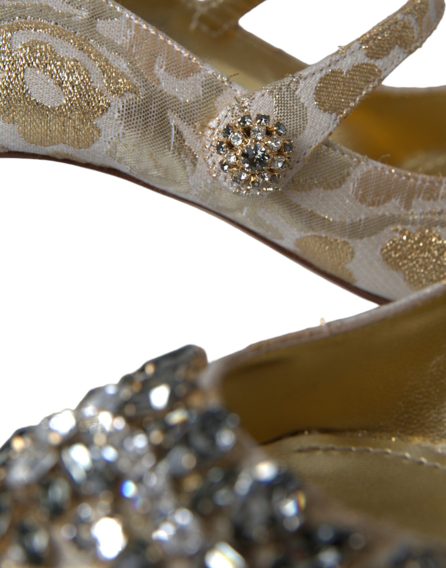Dolce & Gabbana Zapatos de tacón Mary Janes con cristales en jacquard dorado