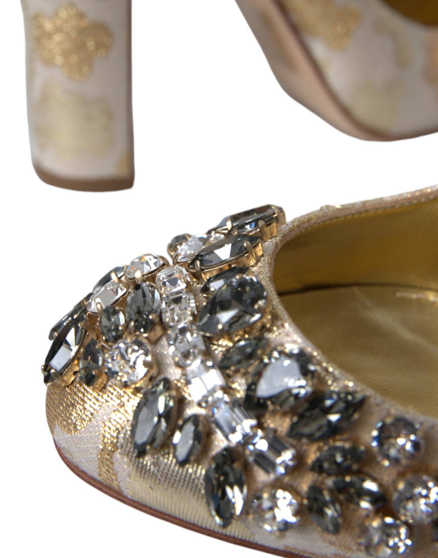 Dolce & Gabbana Zapatos de tacón Mary Janes con cristales en jacquard dorado
