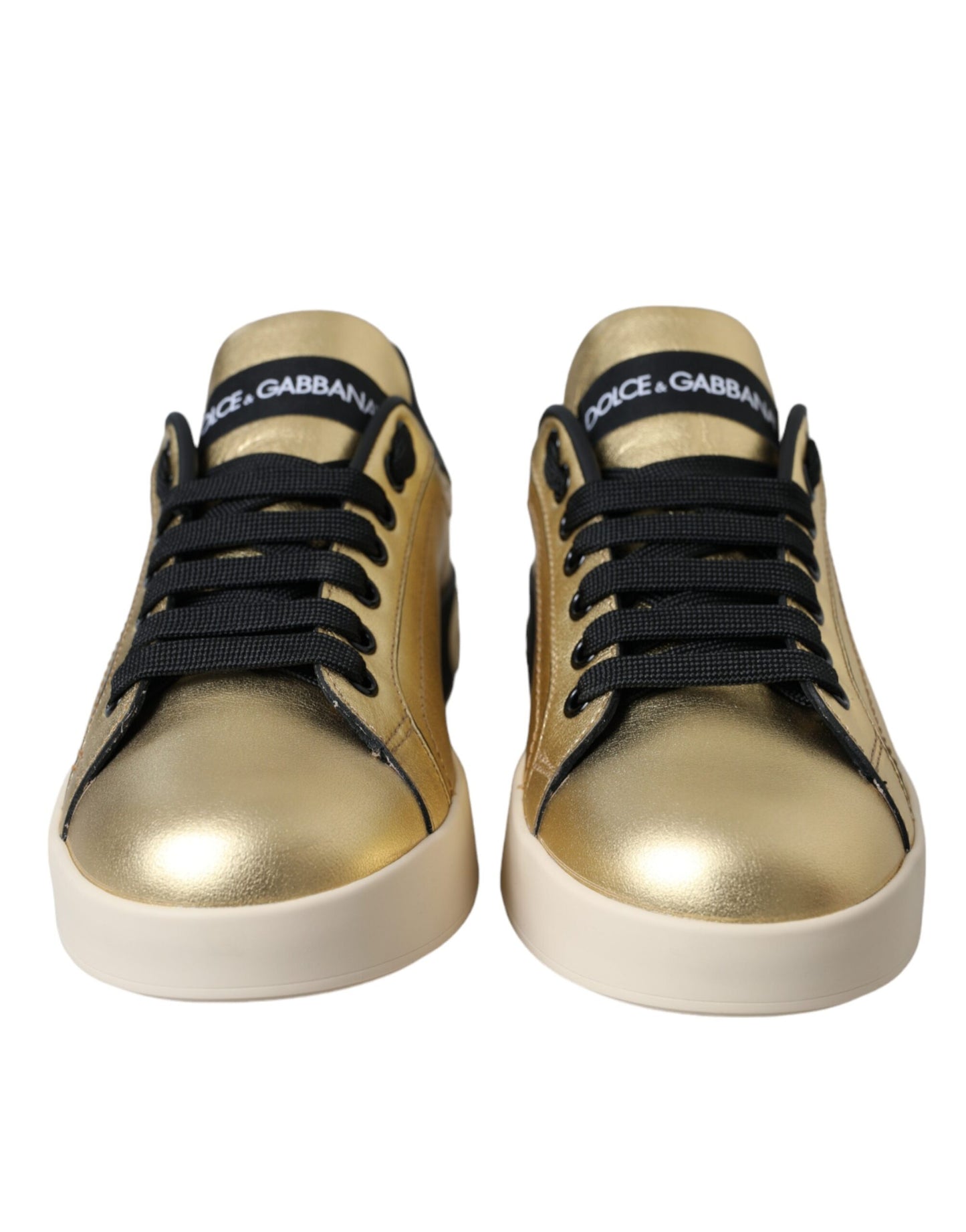 Dolce & Gabbana Zapatillas Portofino De Piel De Becerro Doradas Mujer Zapatos