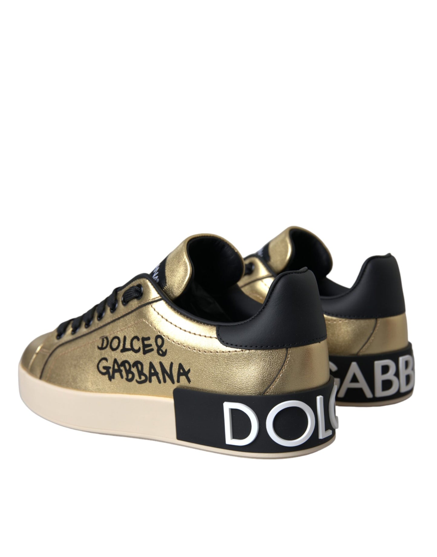 Dolce & Gabbana Zapatillas Portofino De Piel De Becerro Doradas Mujer Zapatos