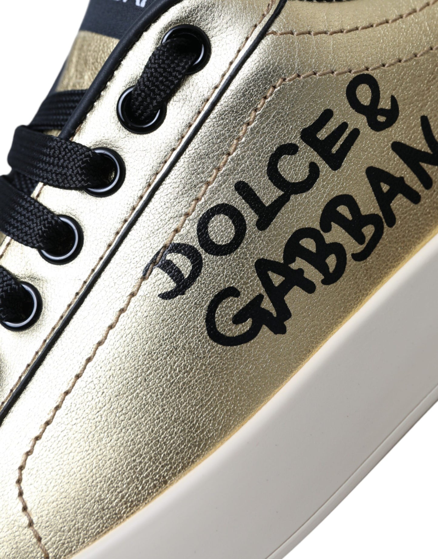 Dolce & Gabbana Zapatillas Portofino De Piel De Becerro Doradas Mujer Zapatos