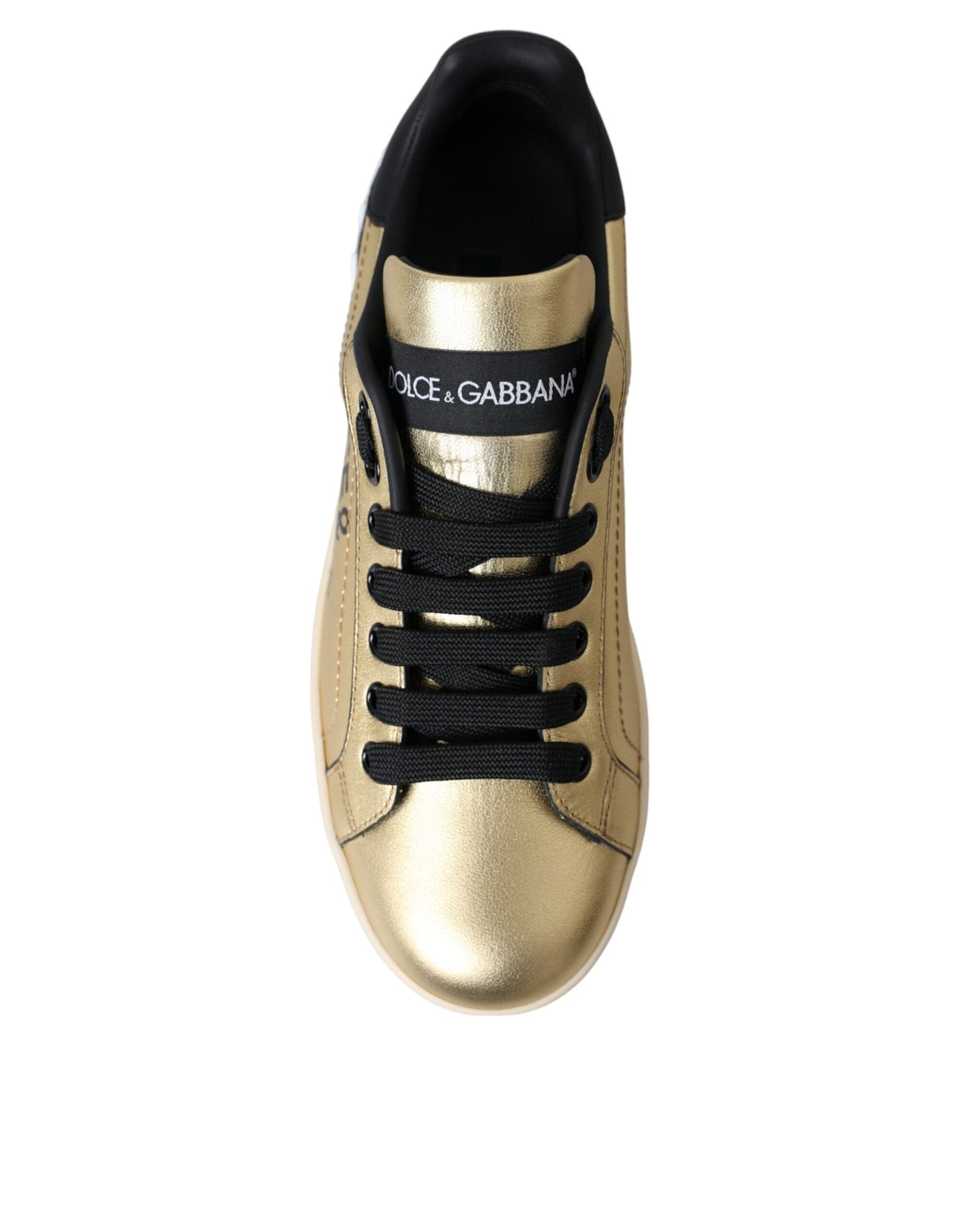 Dolce & Gabbana Zapatillas Portofino De Piel De Becerro Doradas Mujer Zapatos