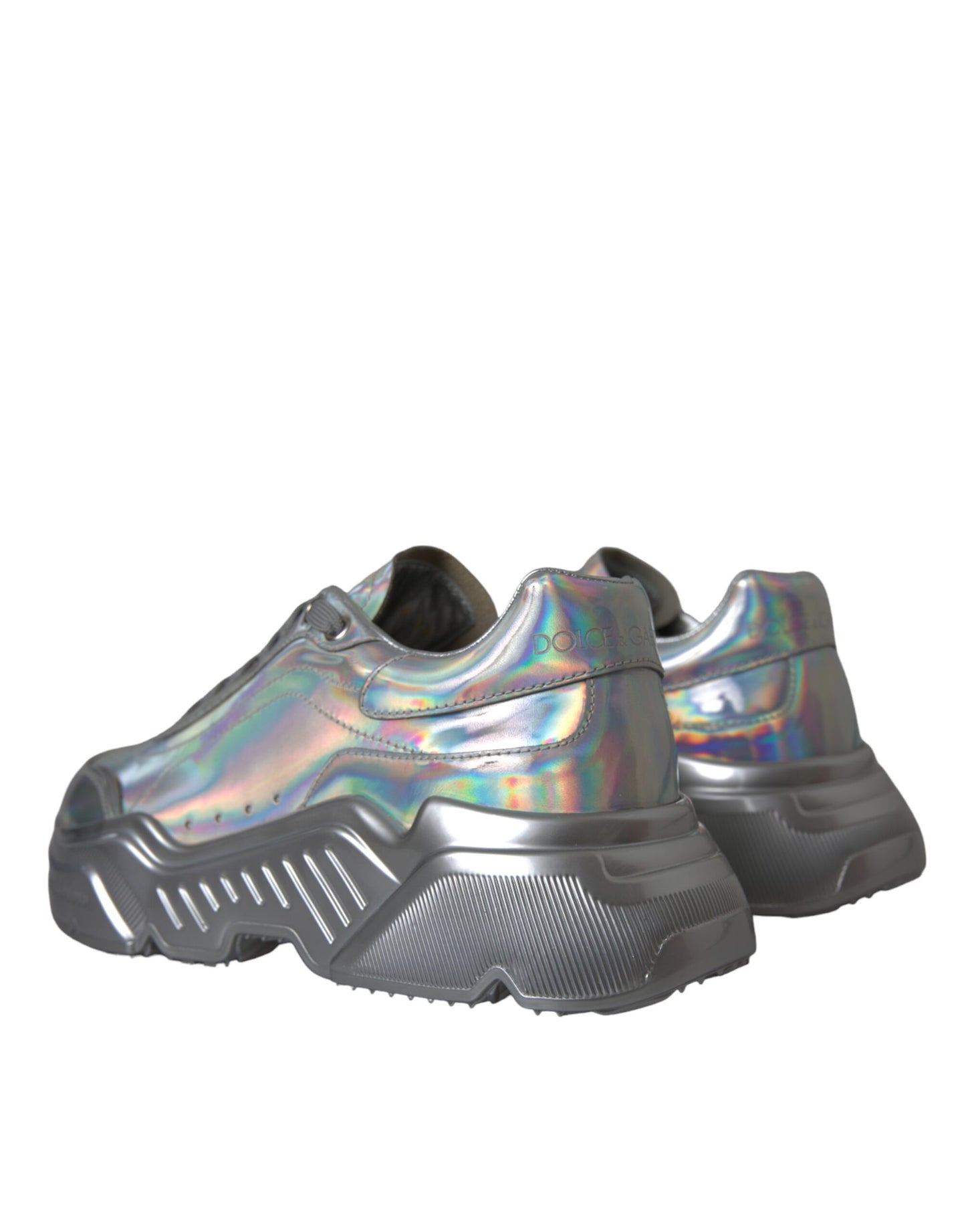 Dolce & Gabbana Zapatos deportivos de cuero DAYMASTER iridiscentes plateados