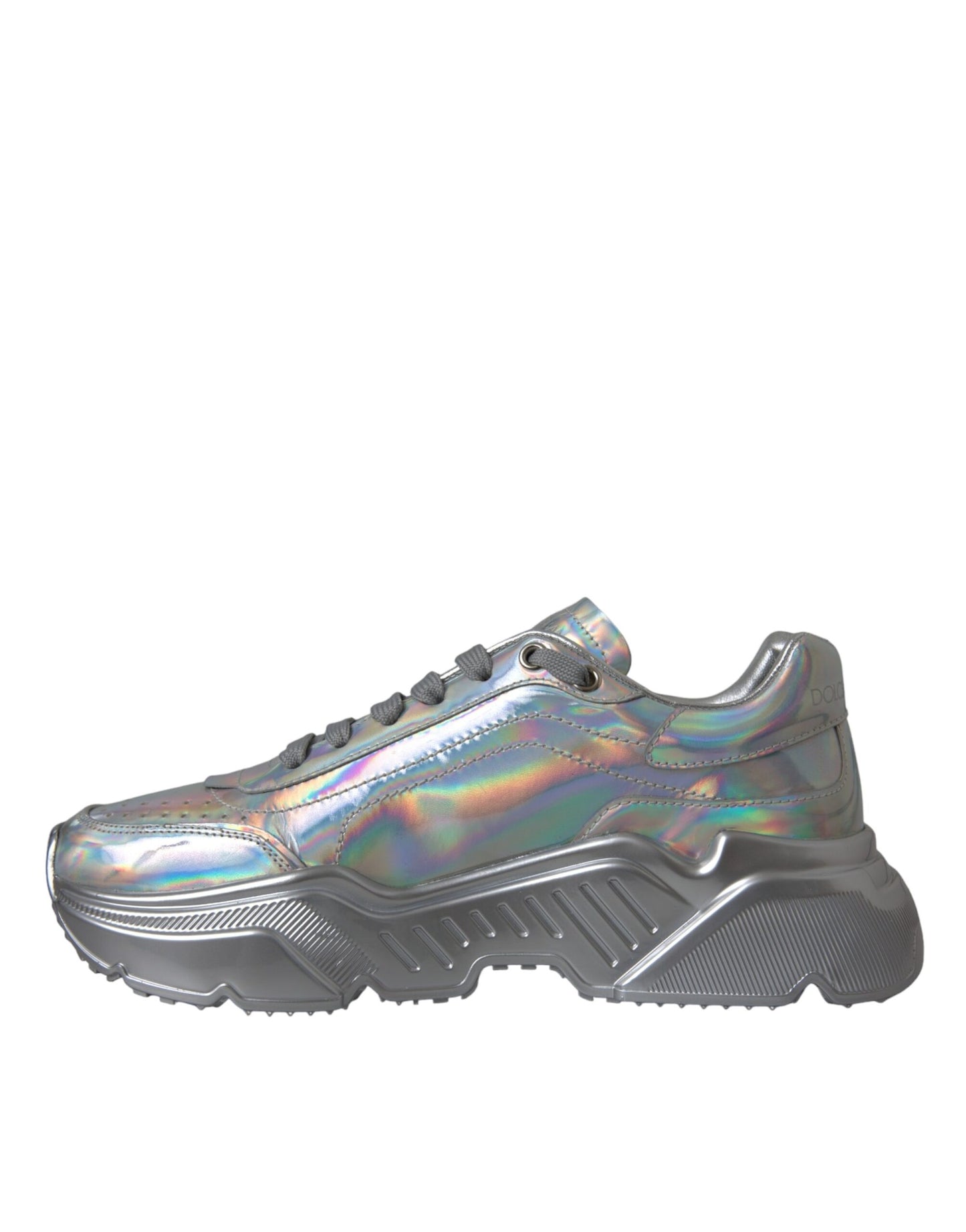 Dolce & Gabbana Zapatos deportivos de cuero DAYMASTER iridiscentes plateados